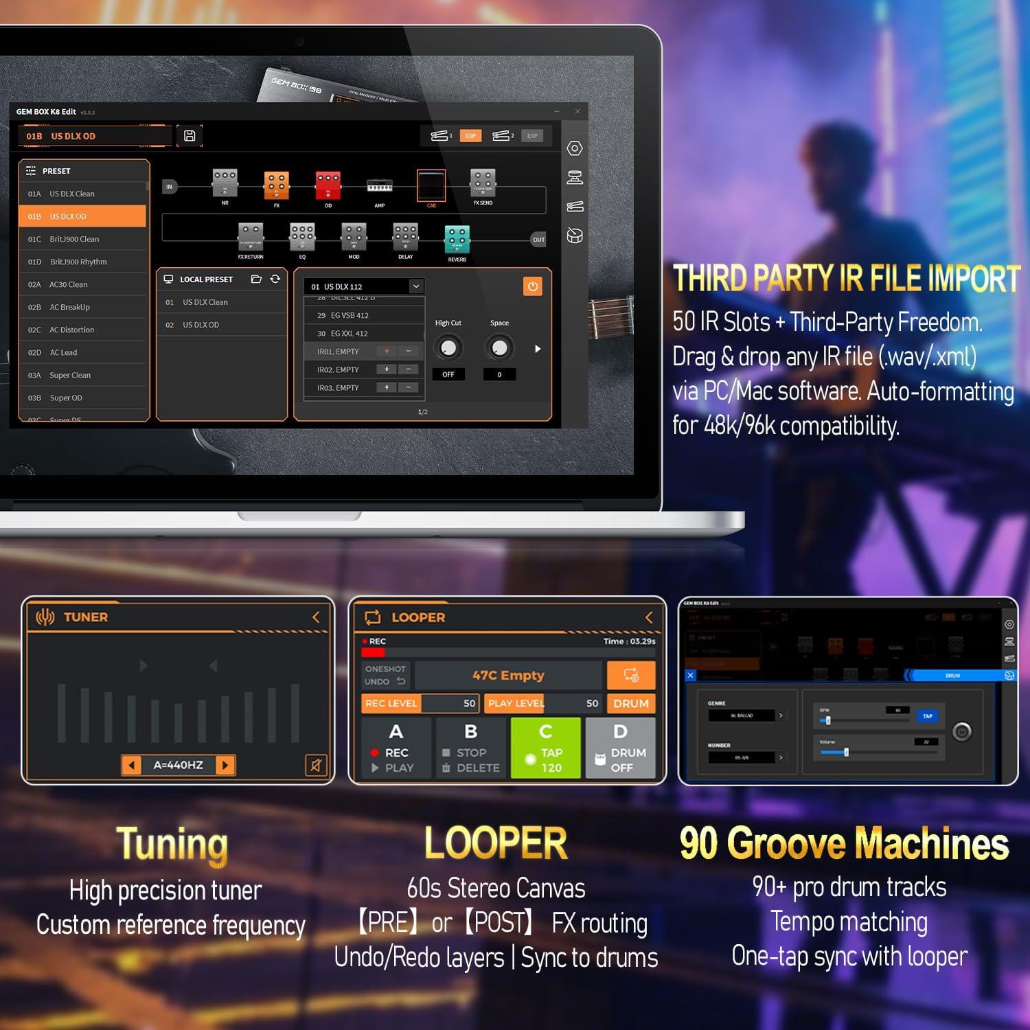 Procesador de Efectos JOYO Gem Box K8 con Pantalla Táctil 5"