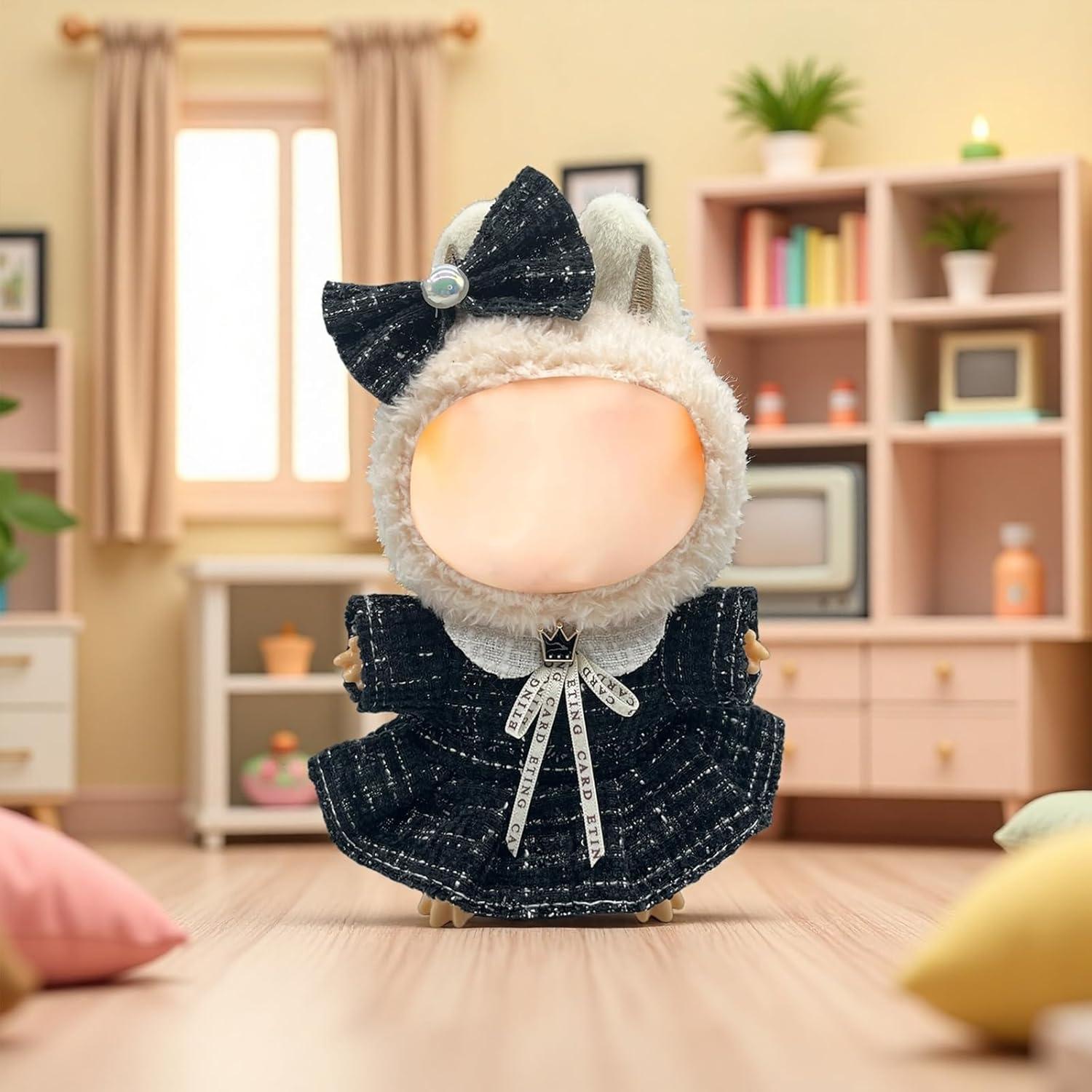 Conjunto de Ropa para Muñeca Labubu 17 cm Negra Diseño Chic