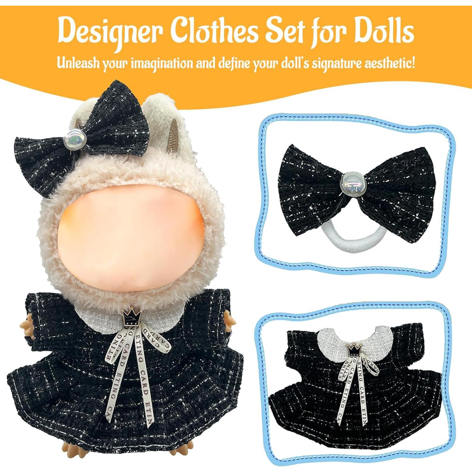 Conjunto de Ropa para Muñeca Labubu 17 cm Negra Diseño Chic