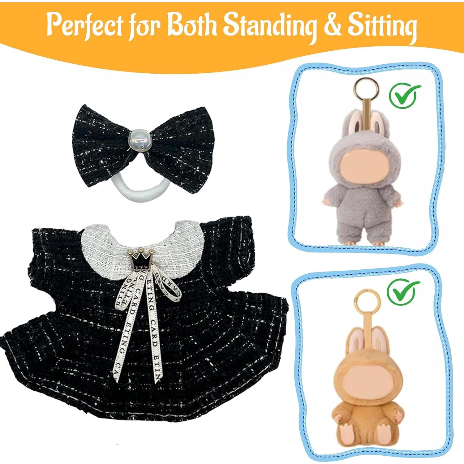 Conjunto de Ropa para Muñeca Labubu 17 cm Negra Diseño Chic