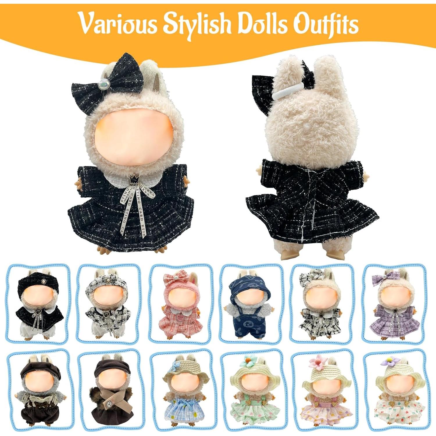 Conjunto de Ropa para Muñeca Labubu 17 cm Negra Diseño Chic