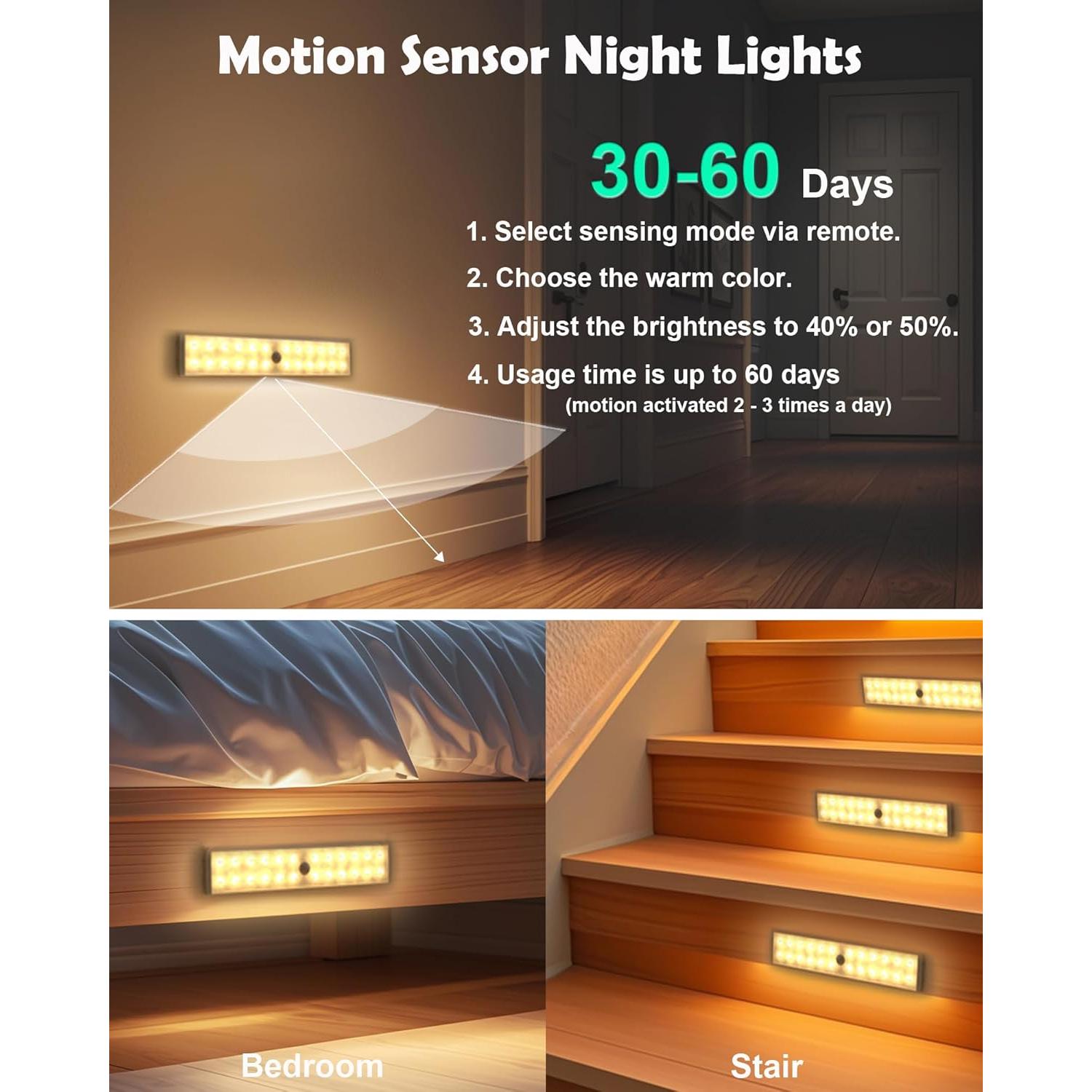 Luces Bajo Gabinete SZOKLED 4 Pcs Inalámbricas RGB 1100mAh