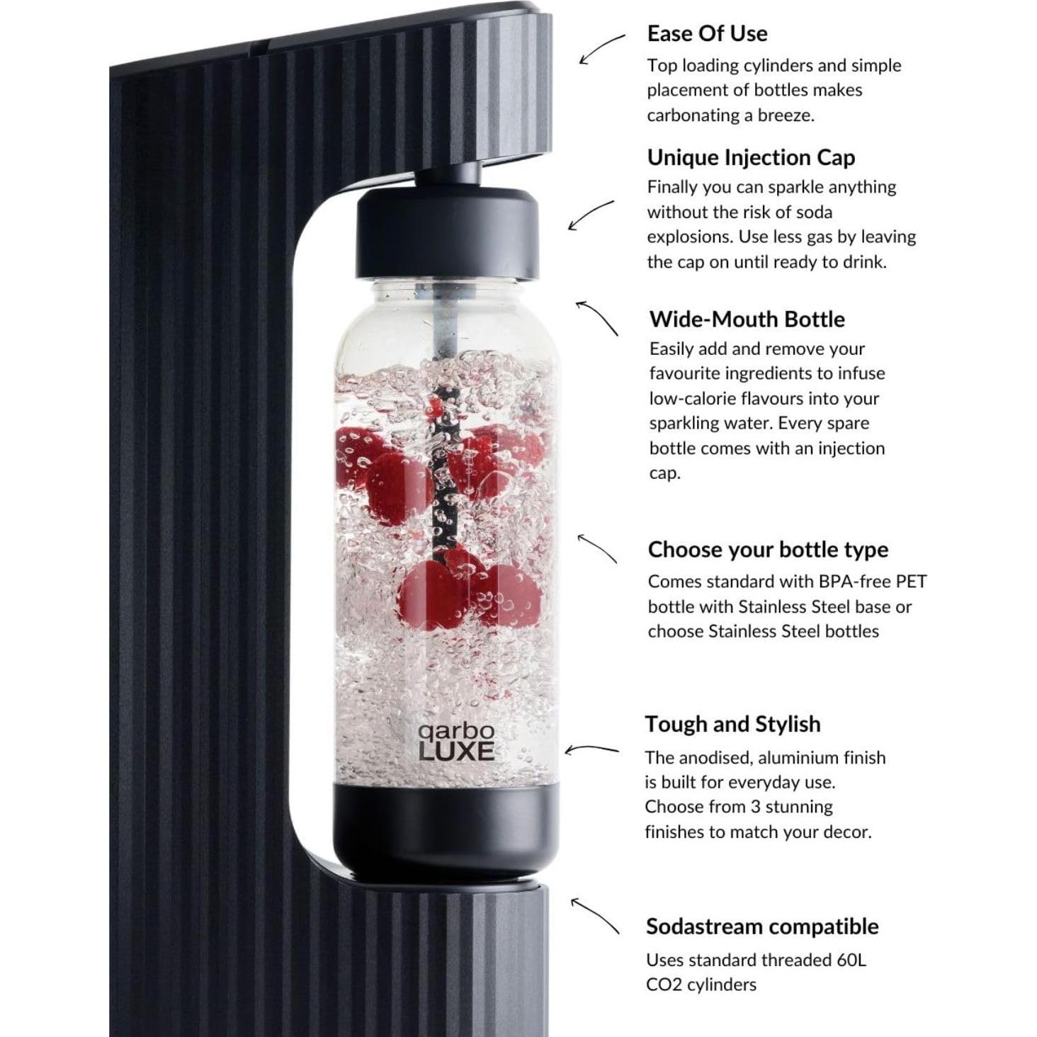 Máquina de Agua Espumosa Twenty39 qarbo LUXE - 1L, Negro