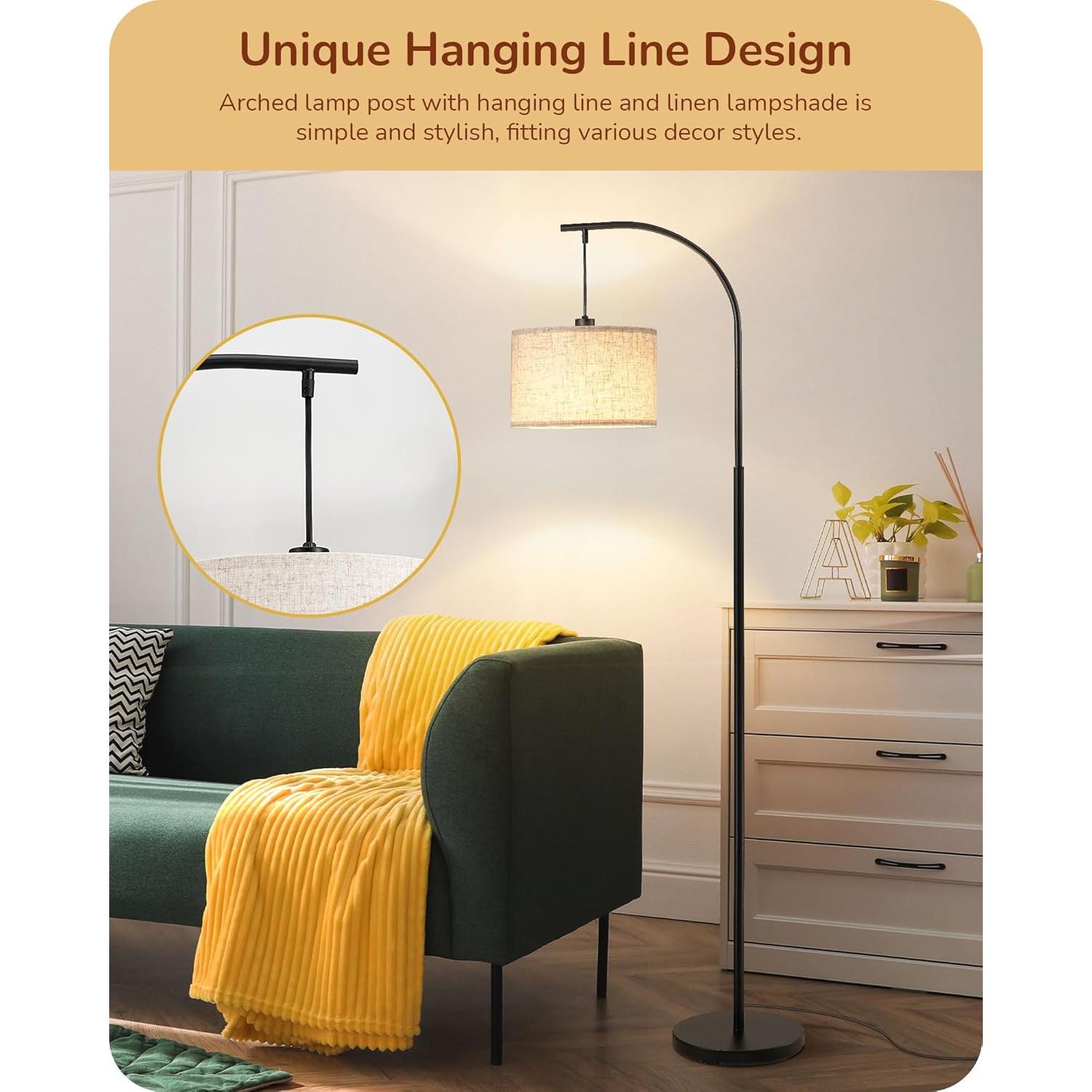 Lámpara de Pie Regulable EDISHINE con Control Remoto Negra