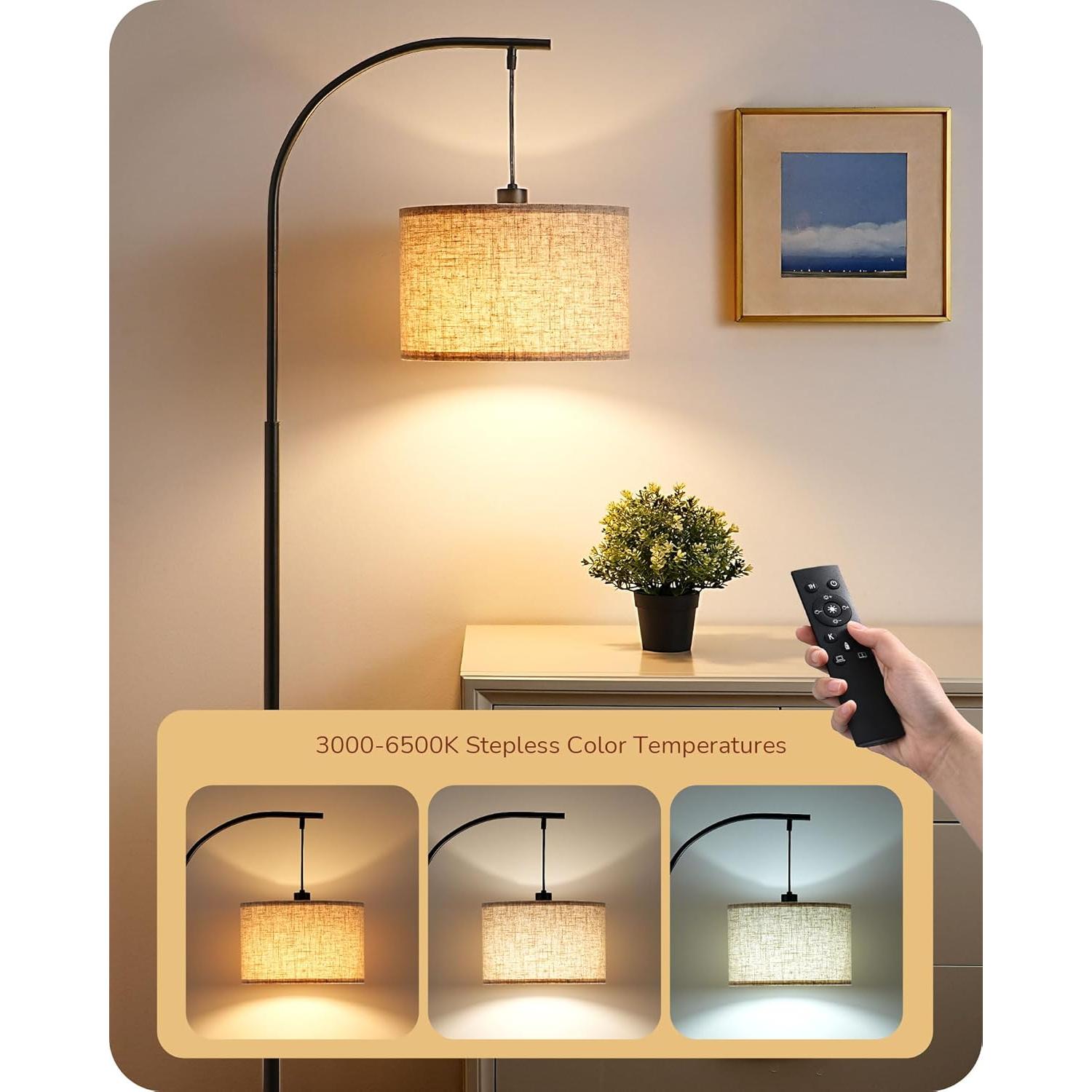 Lámpara de Pie Regulable EDISHINE con Control Remoto Negra