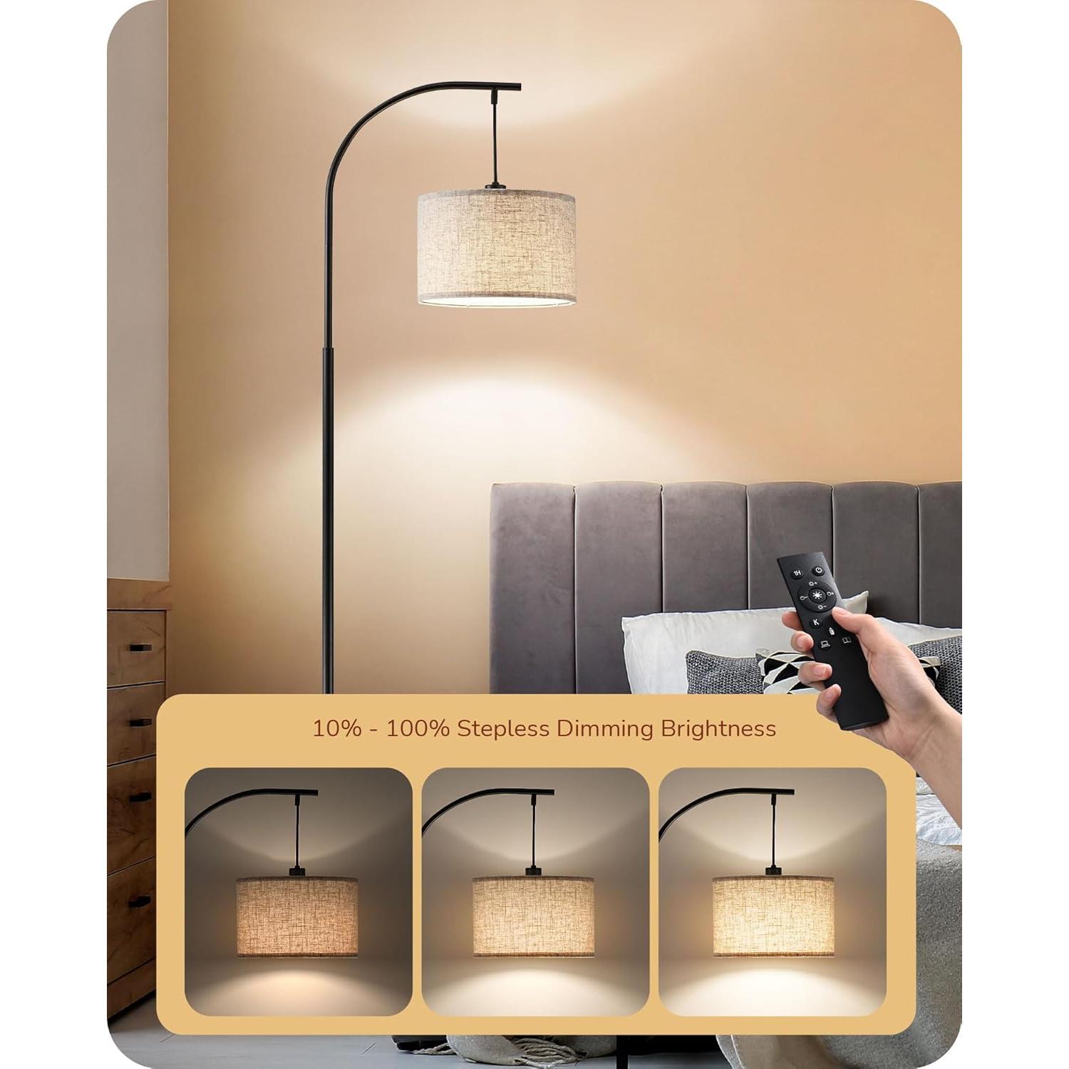 Lámpara de Pie Regulable EDISHINE con Control Remoto Negra