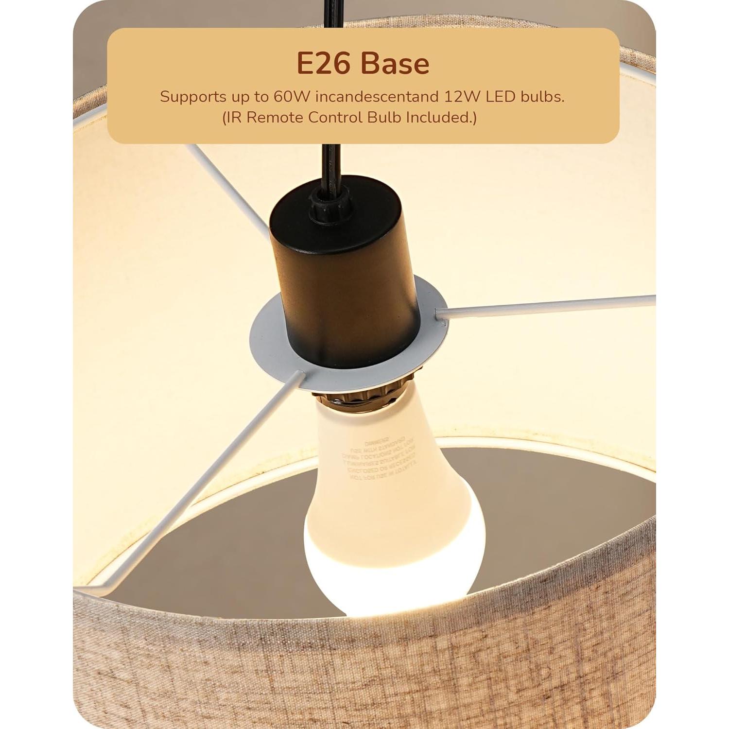 Lámpara de Pie Regulable EDISHINE con Control Remoto Negra