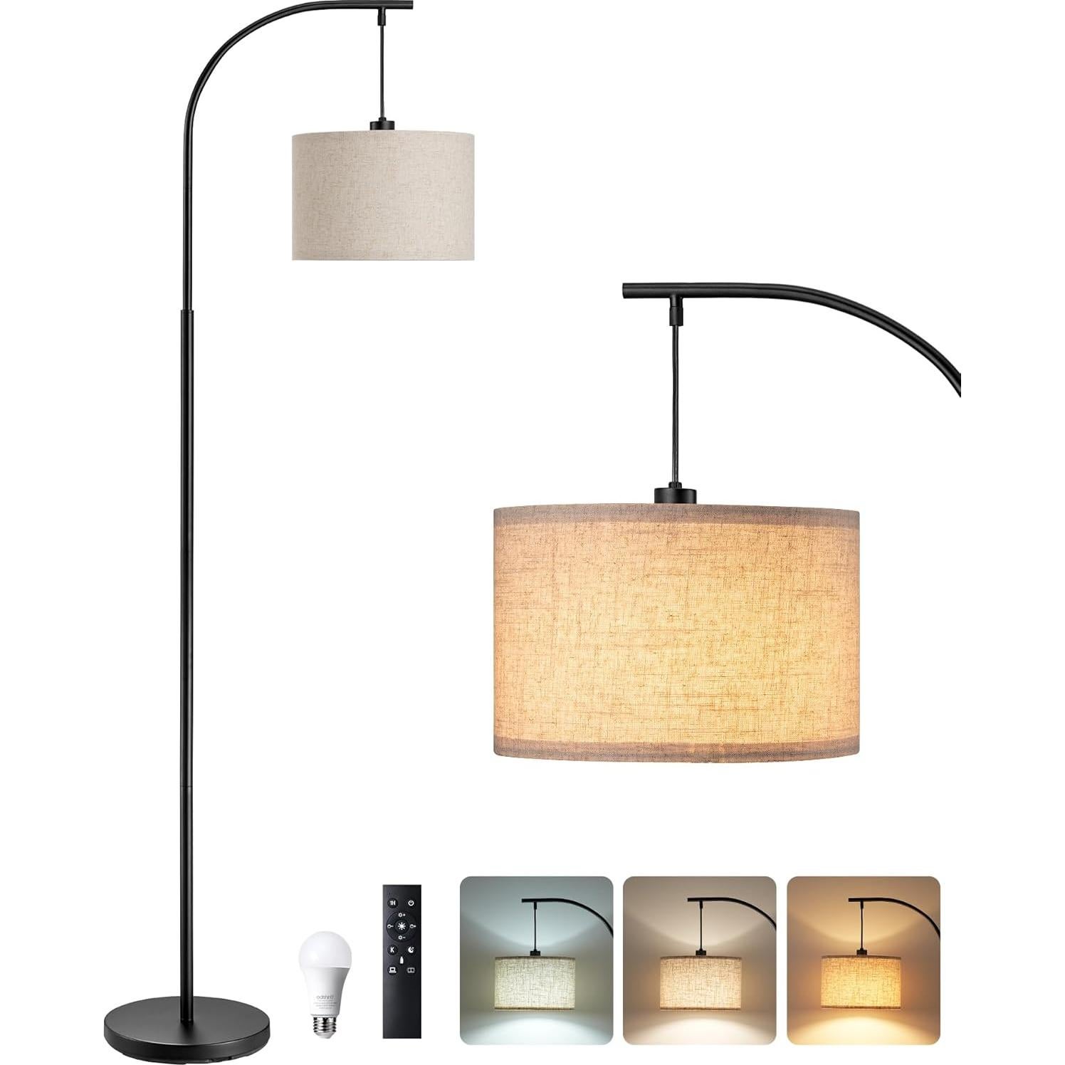 Lámpara de Pie Regulable EDISHINE con Control Remoto Negra