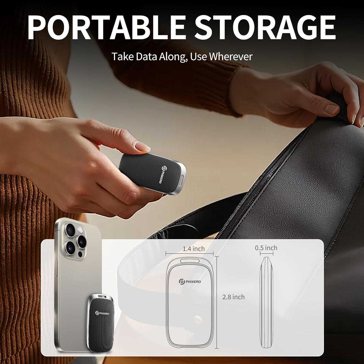 PHIXERO P20 SSD Externo 512GB USB 3.2 Gen 2, Negro