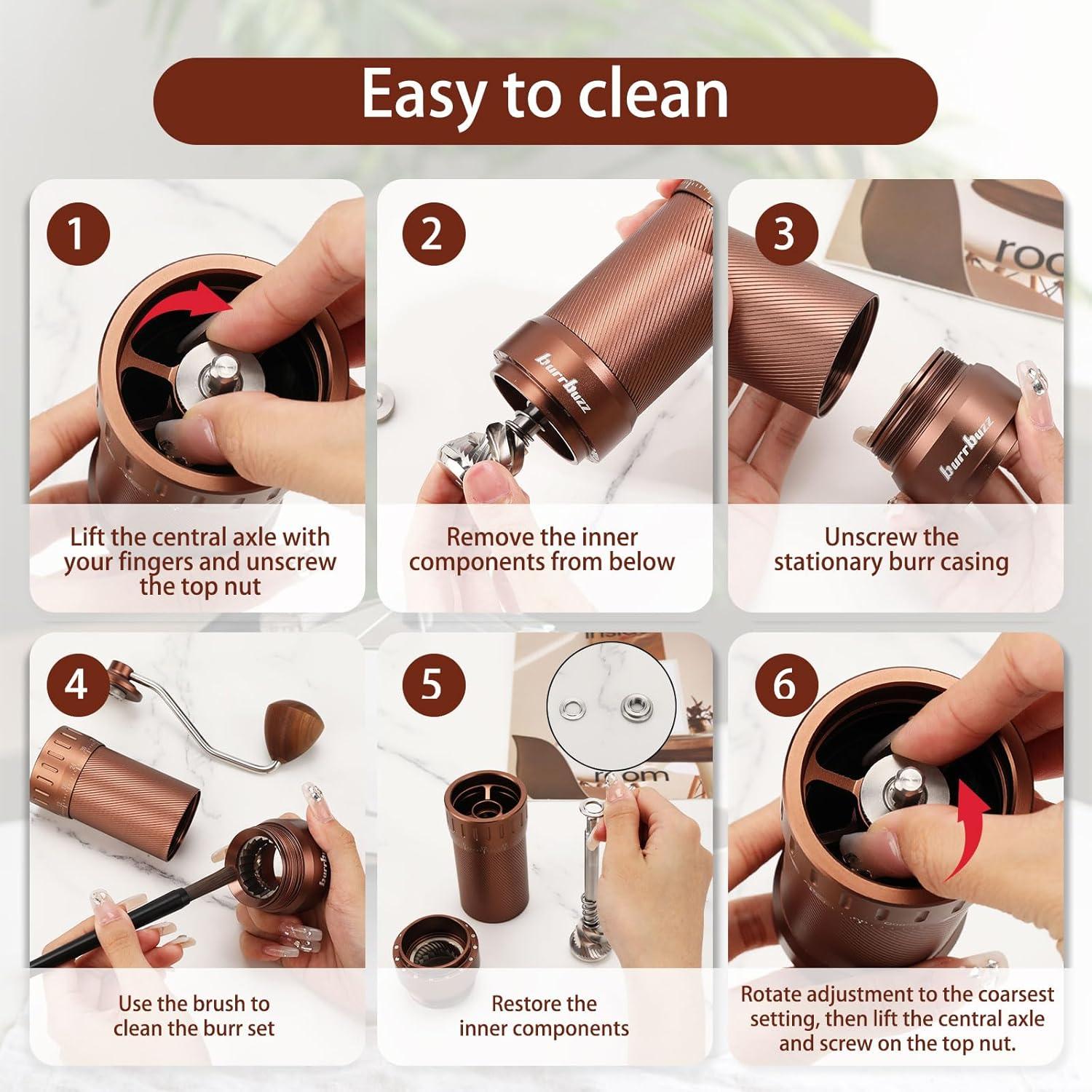 Molinillo de Café Manual Burrbuzz MB2, Acero Inoxidable, 35g