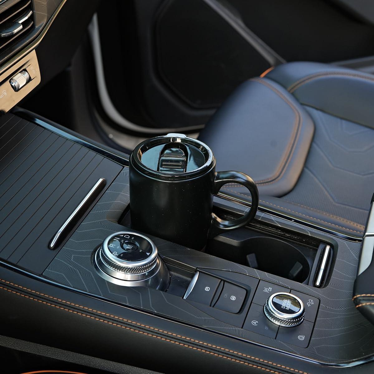 Taza de viaje cerámica Bosmarlin 532 ml con tapa y asa negra