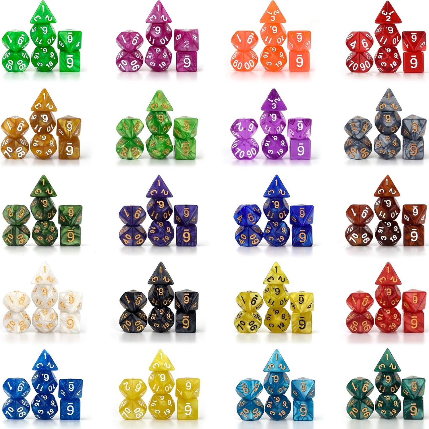 Juego de Dados Poliedricos DND Awpeye 25 Piezas con Bolsa