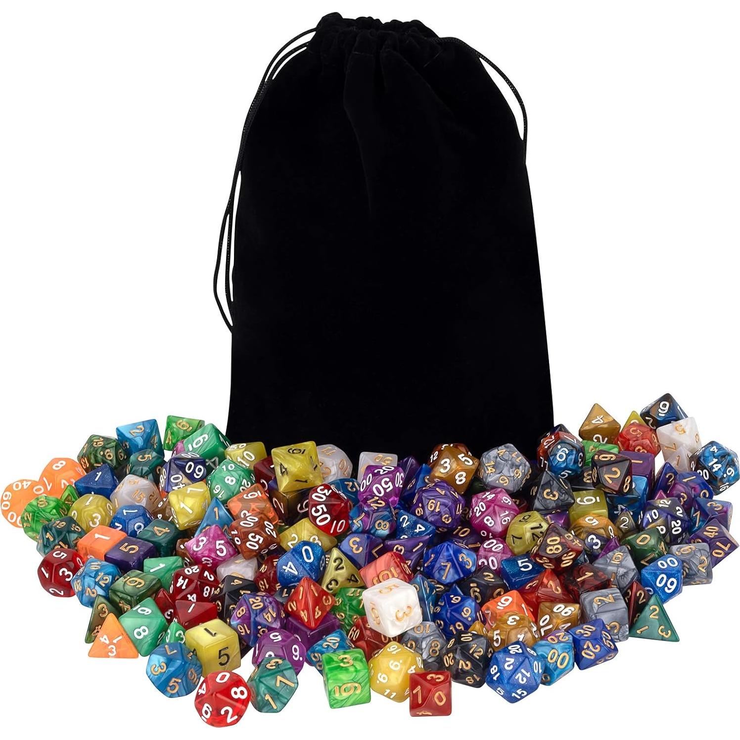 Juego de Dados Poliedricos DND Awpeye 25 Piezas con Bolsa