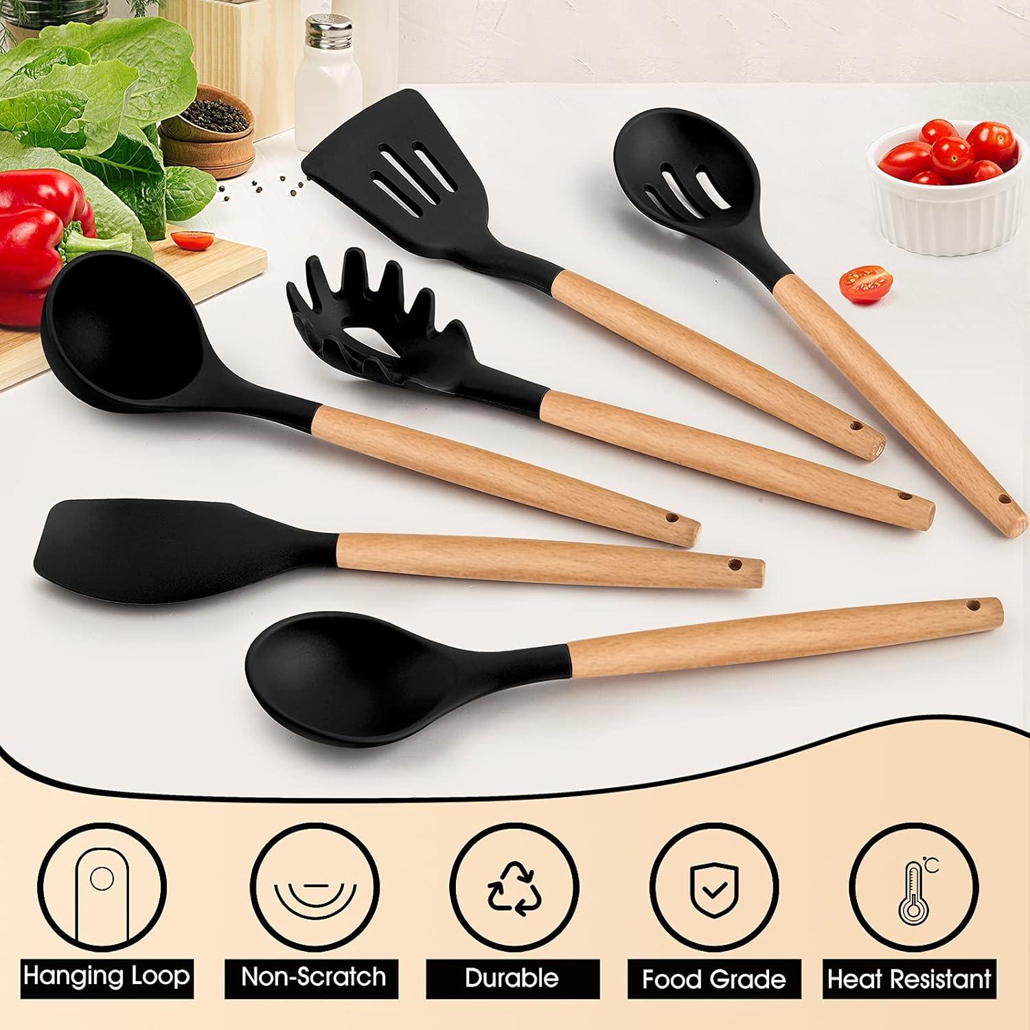 Juego de Utensilios de Cocina E-far 6 Piezas Silicona Negra