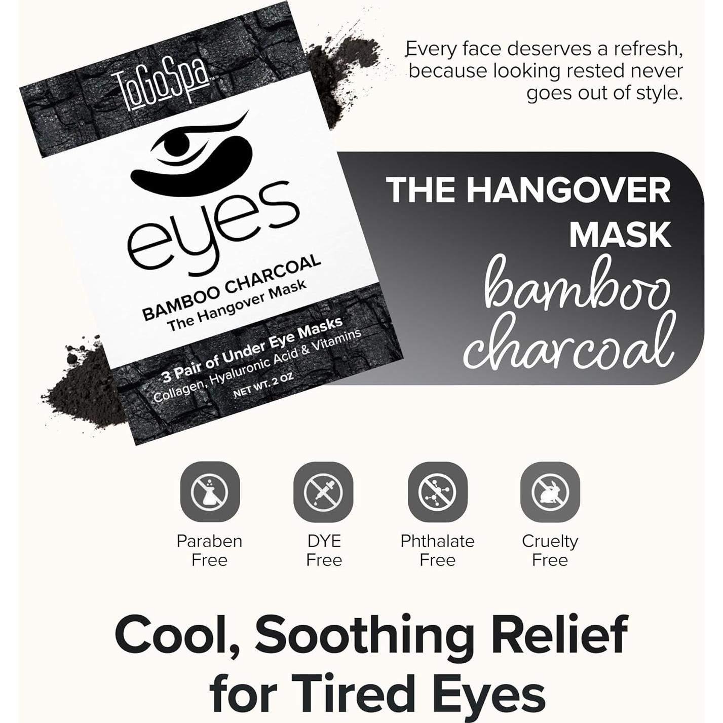 Mascarilla para Ojos ToGoSpa Carbón de Bambú 6 Parches