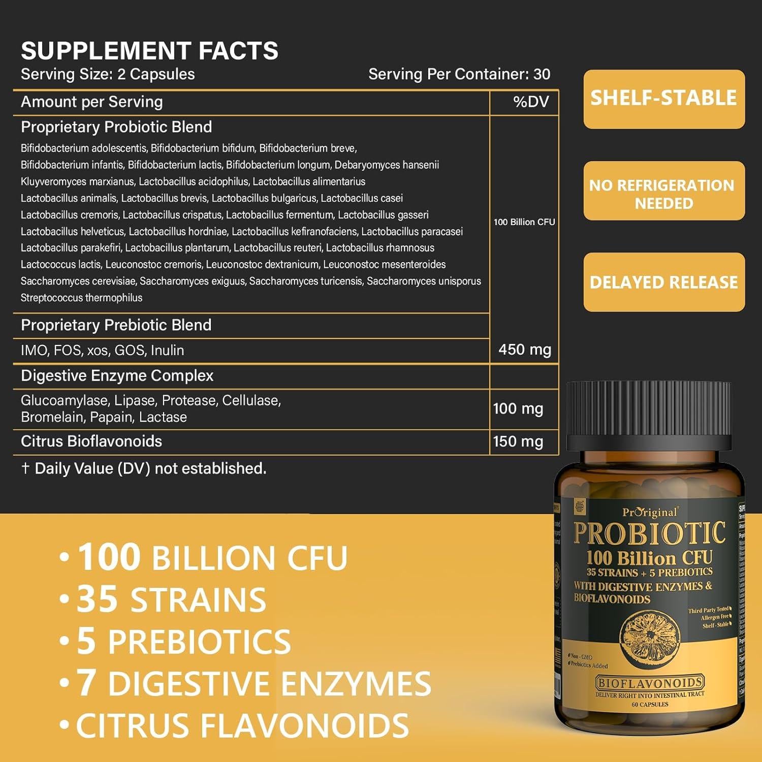 Probioticos Proriginal 60 Cápsulas 100 Mil Millones CFU Vegano