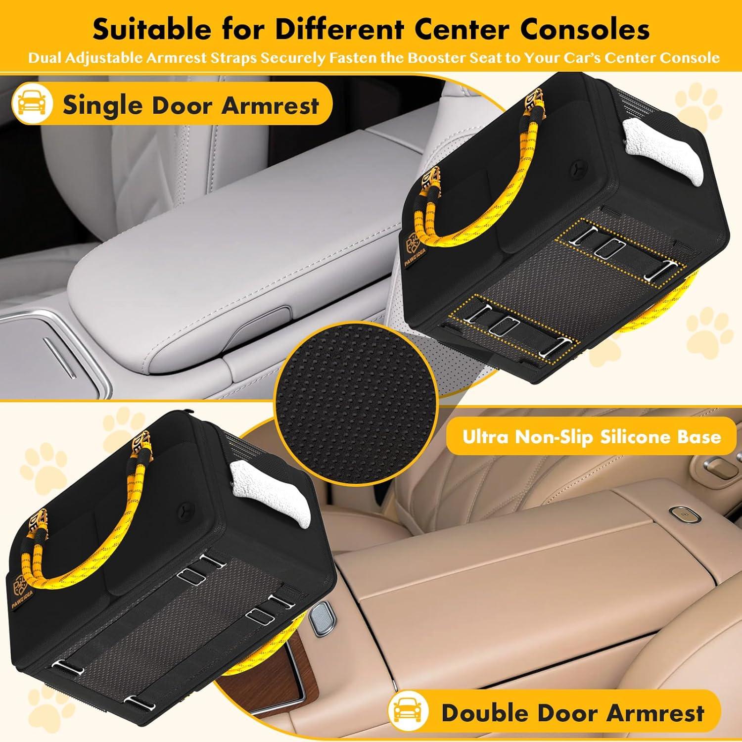 Asiento de Coche Elevado PAWZIDEA para Perros y Gatos hasta 5.44 kg
