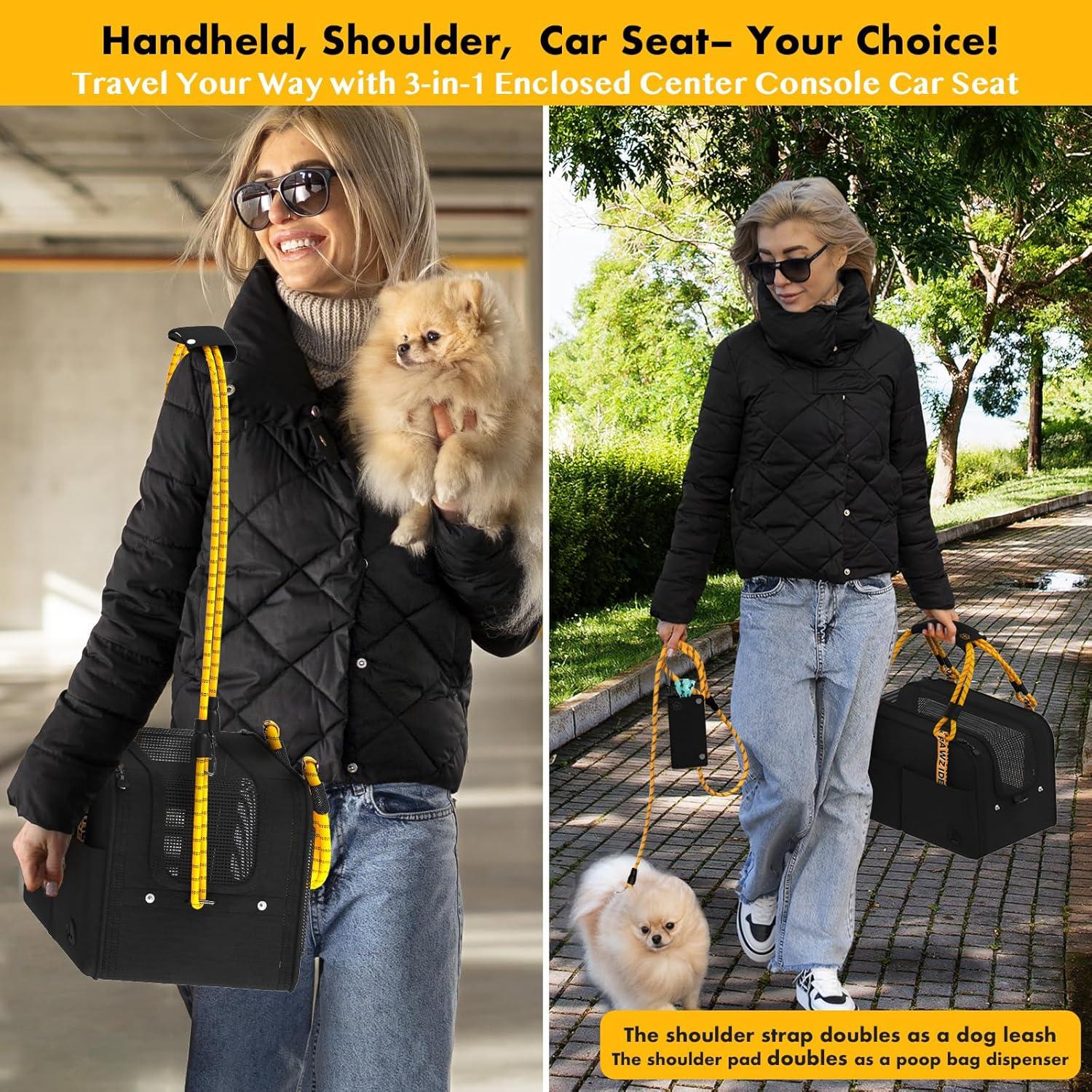 Asiento de Coche Elevado PAWZIDEA para Perros y Gatos hasta 5.44 kg