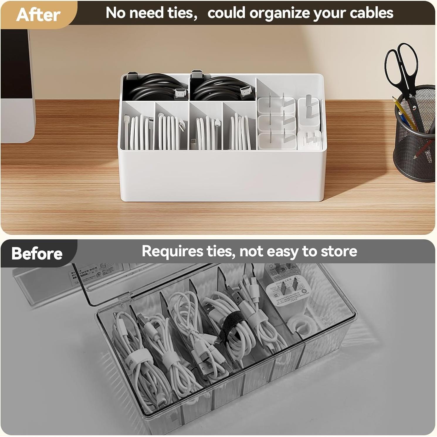 Organizador de Cables Yocice Blanco - Almacenamiento 11 Cargas