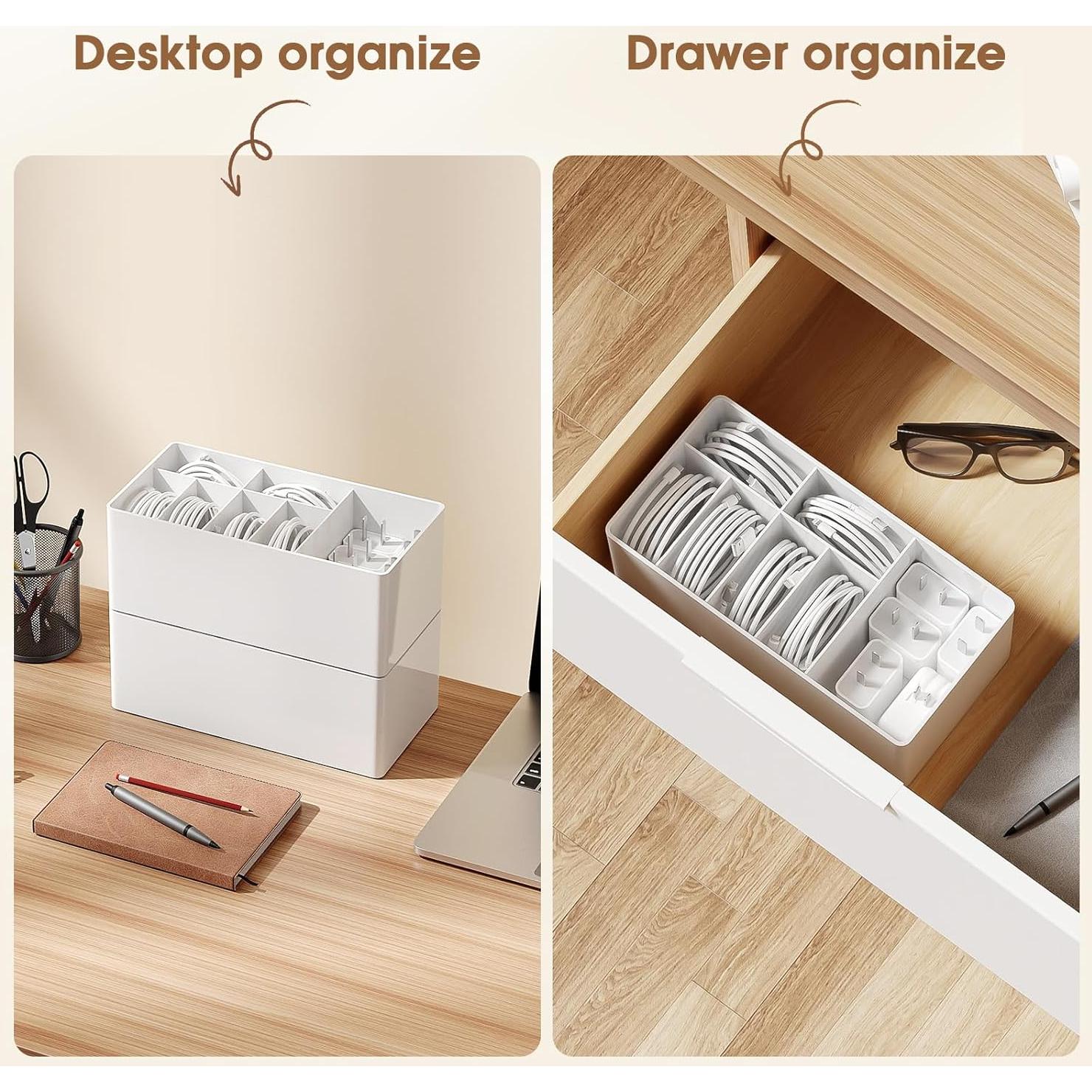 Organizador de Cables Yocice Blanco - Almacenamiento 11 Cargas