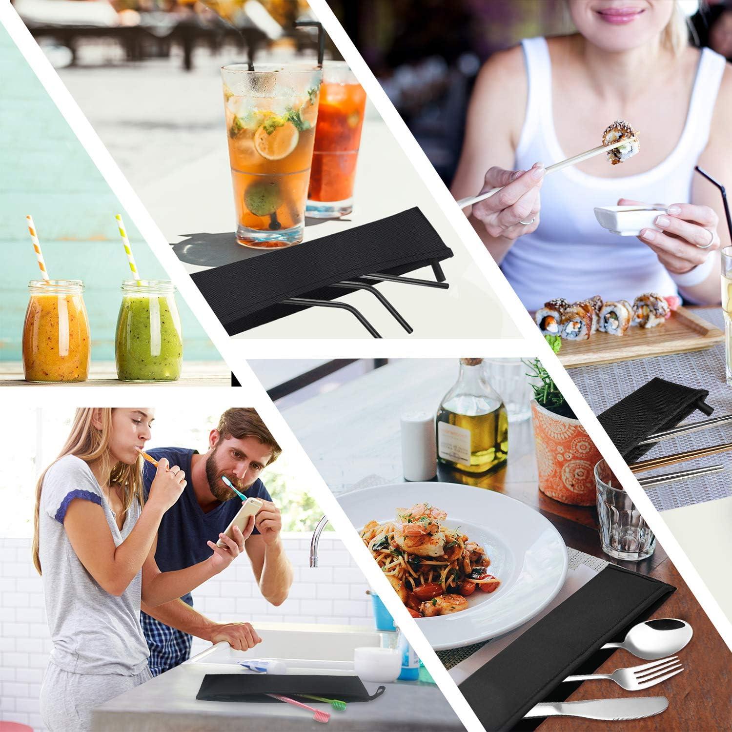 Bolsa Reutilizable Aosbos para Utensilios de Viaje - Negro