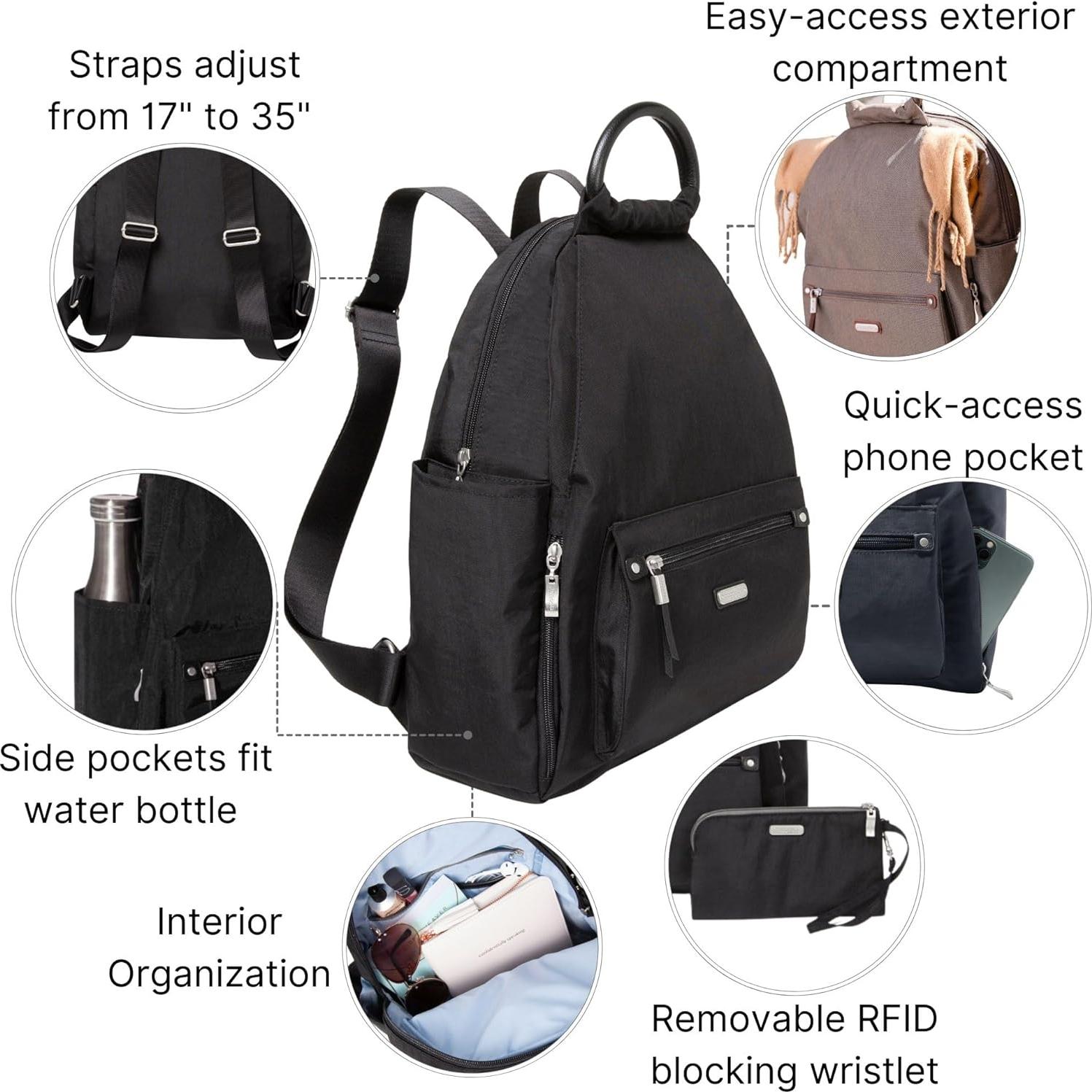 Mochila Baggallini Mujer Clásica con Monedero RFID Negro