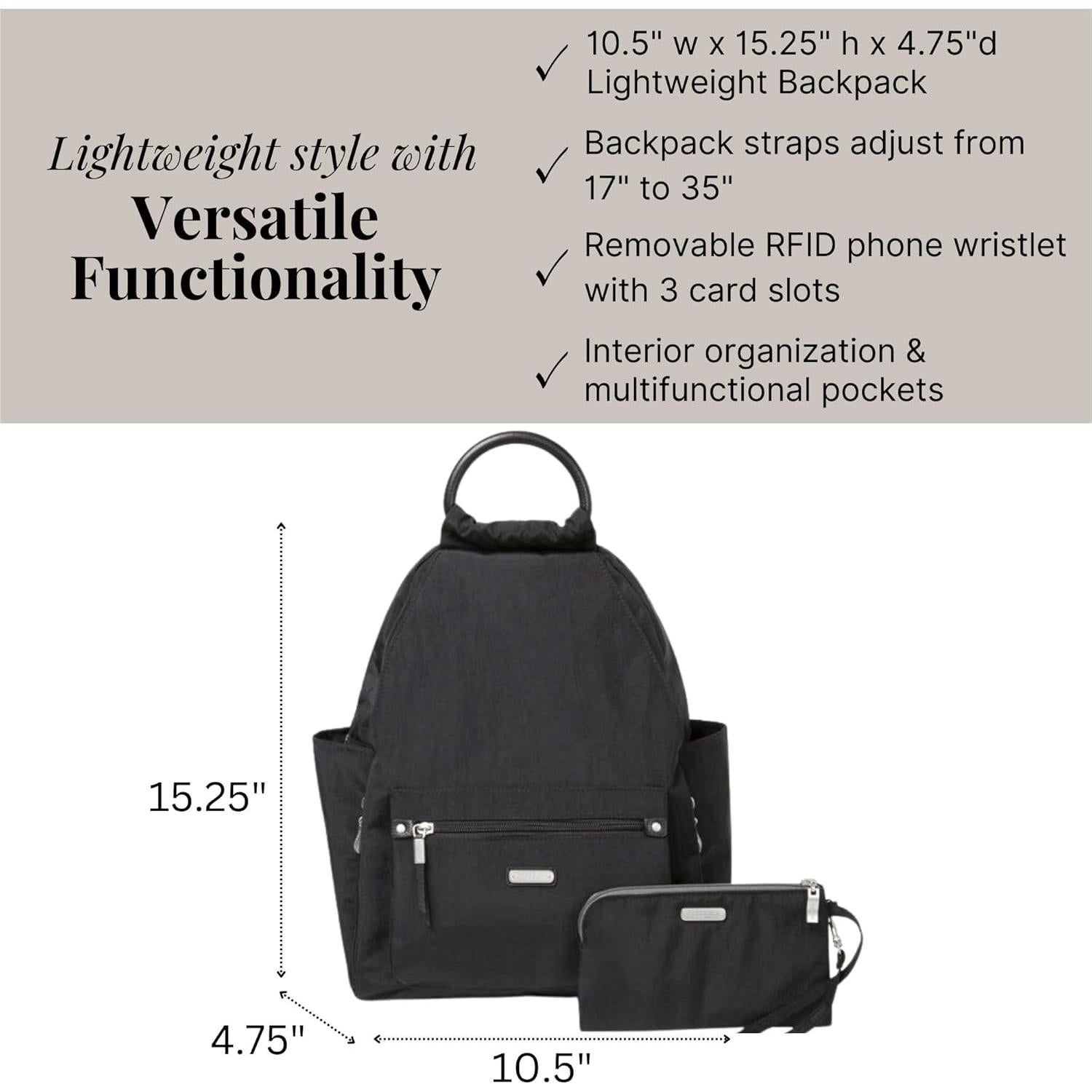 Mochila Baggallini Mujer Clásica con Monedero RFID Negro