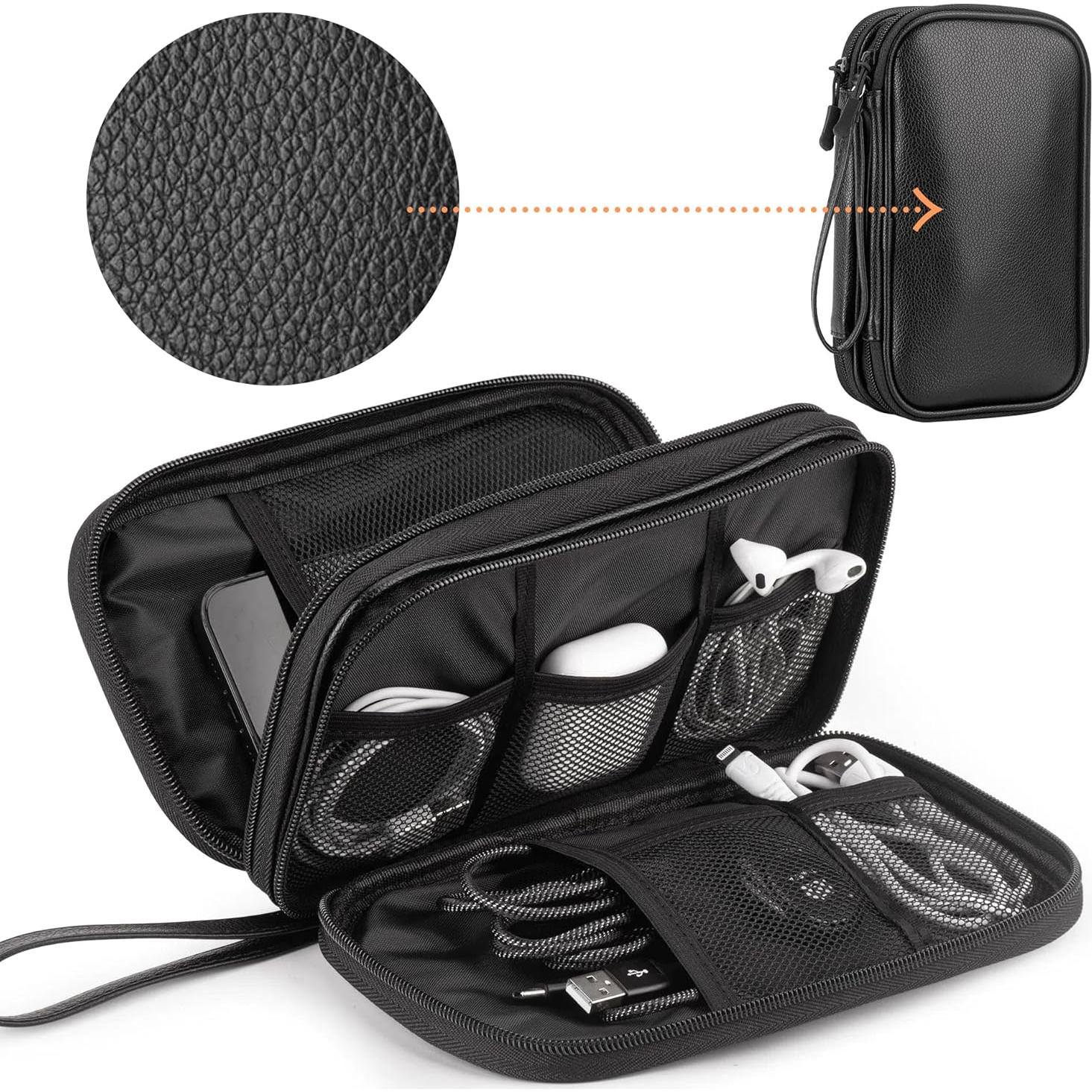 Organizador Electrónico de Viaje Arae - Doble Capa Negro M