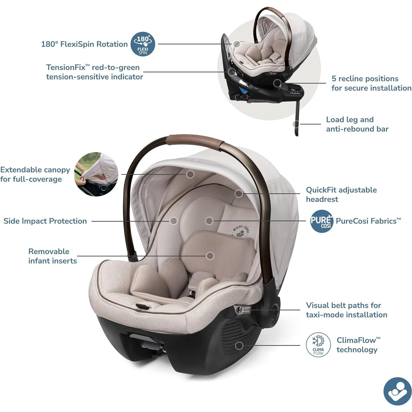 Asiento de Auto Rotatorio Maxi-Cosi Peri 180° Bebé 1.81-13.61 kg