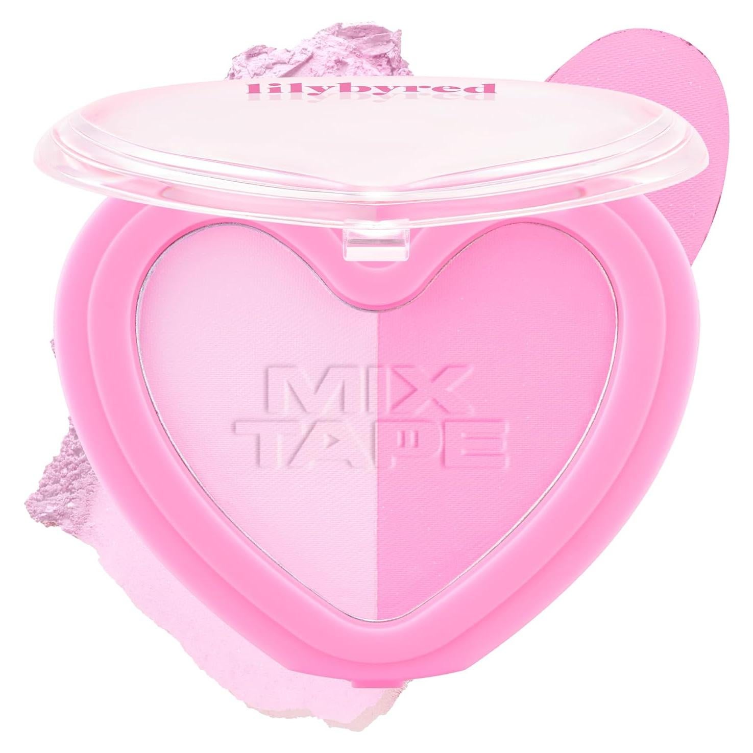 lilybyred Luv Beam Cheek Duo | Heart-Shaped Korean Dual-Tone Powder Blush, Tone-on-Tone Mixable Colors, Soft Glow with Fine Shimmer, Silky Texture, Blendable, All-Day Wear, 0.14 oz. (01 Funky Beam)