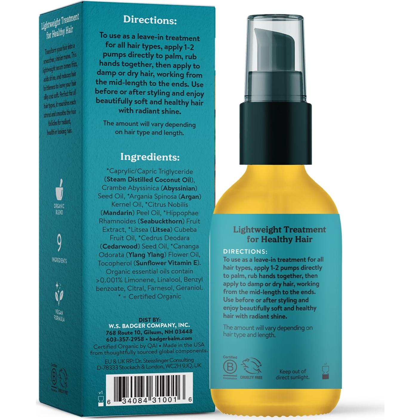 Aceite de Cabello de Argán Badger 60g - Hidratante y Reparador