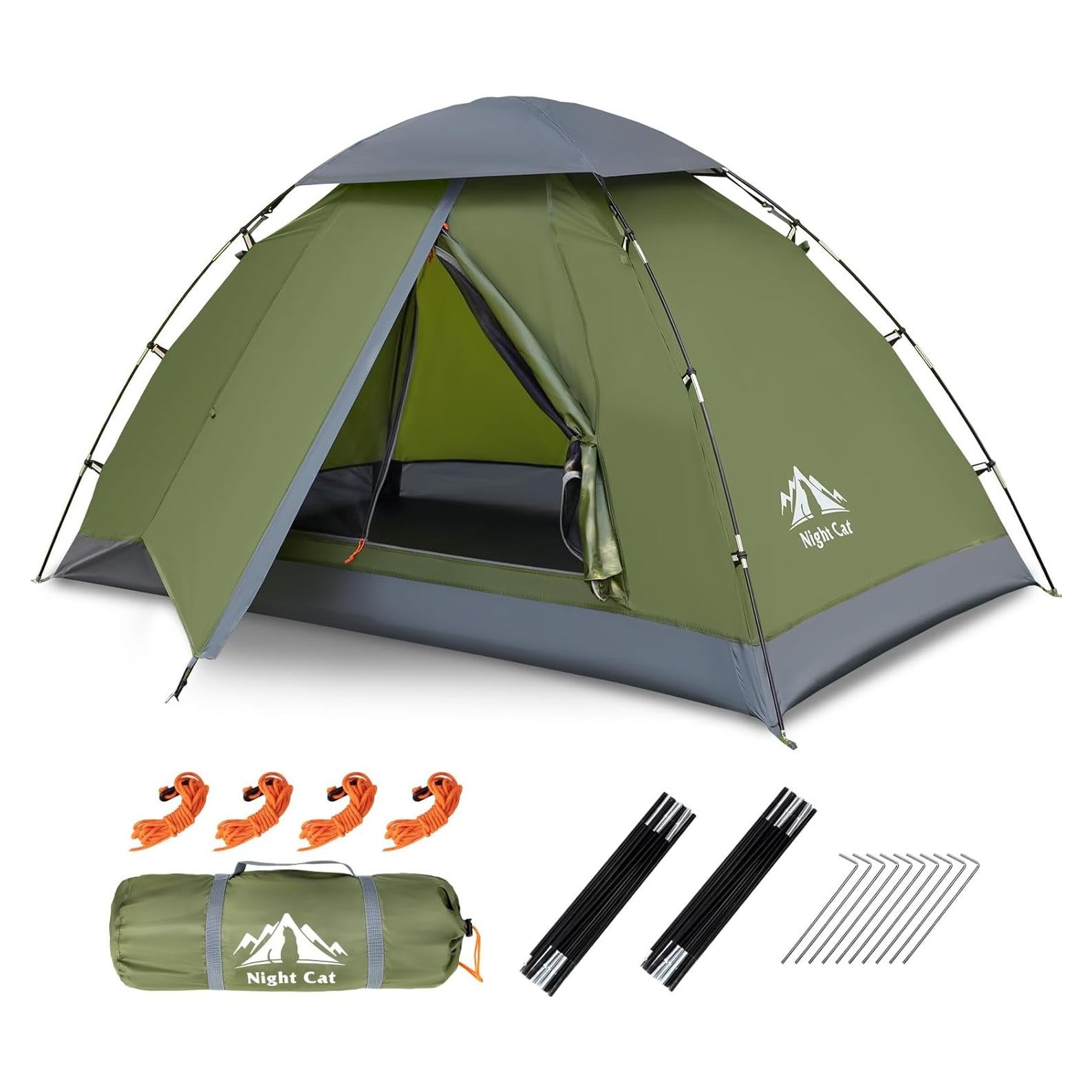 Tienda de Camping Mejorada Night Cat para 1-2 Personas Verde