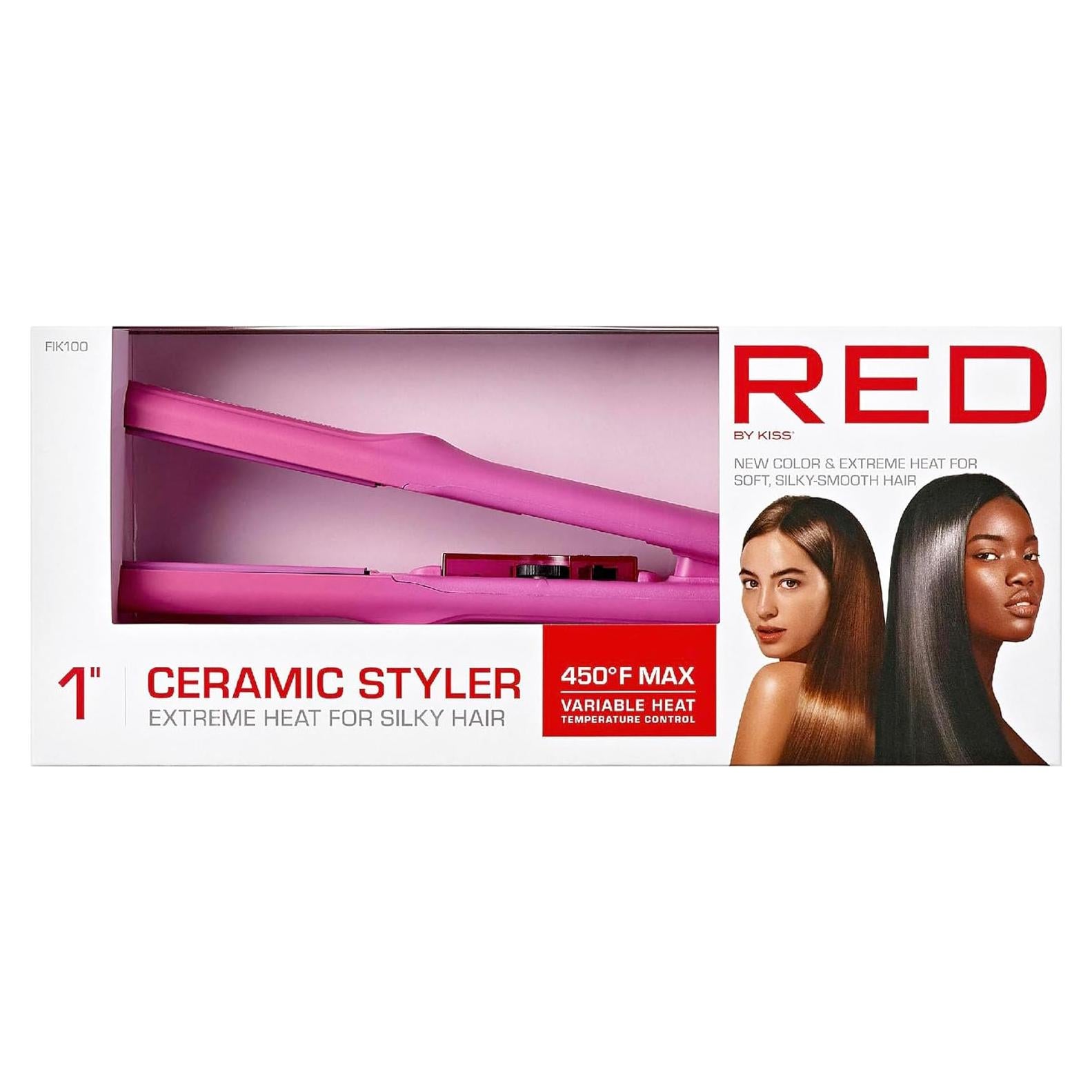 Plancha de Cerámica 1" Red by Kiss Rosa - Calor 232°C