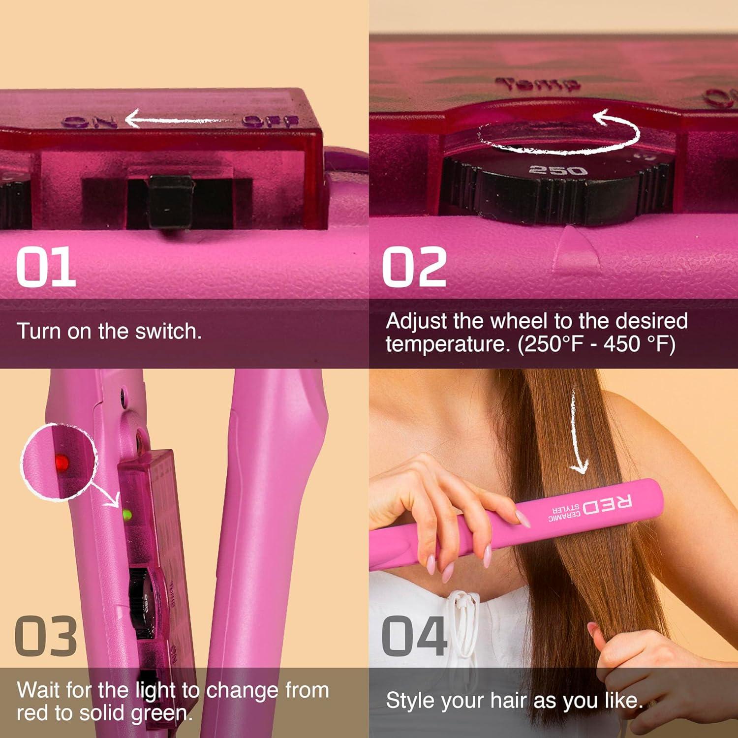 Plancha de Cerámica 1" Red by Kiss Rosa - Calor 232°C