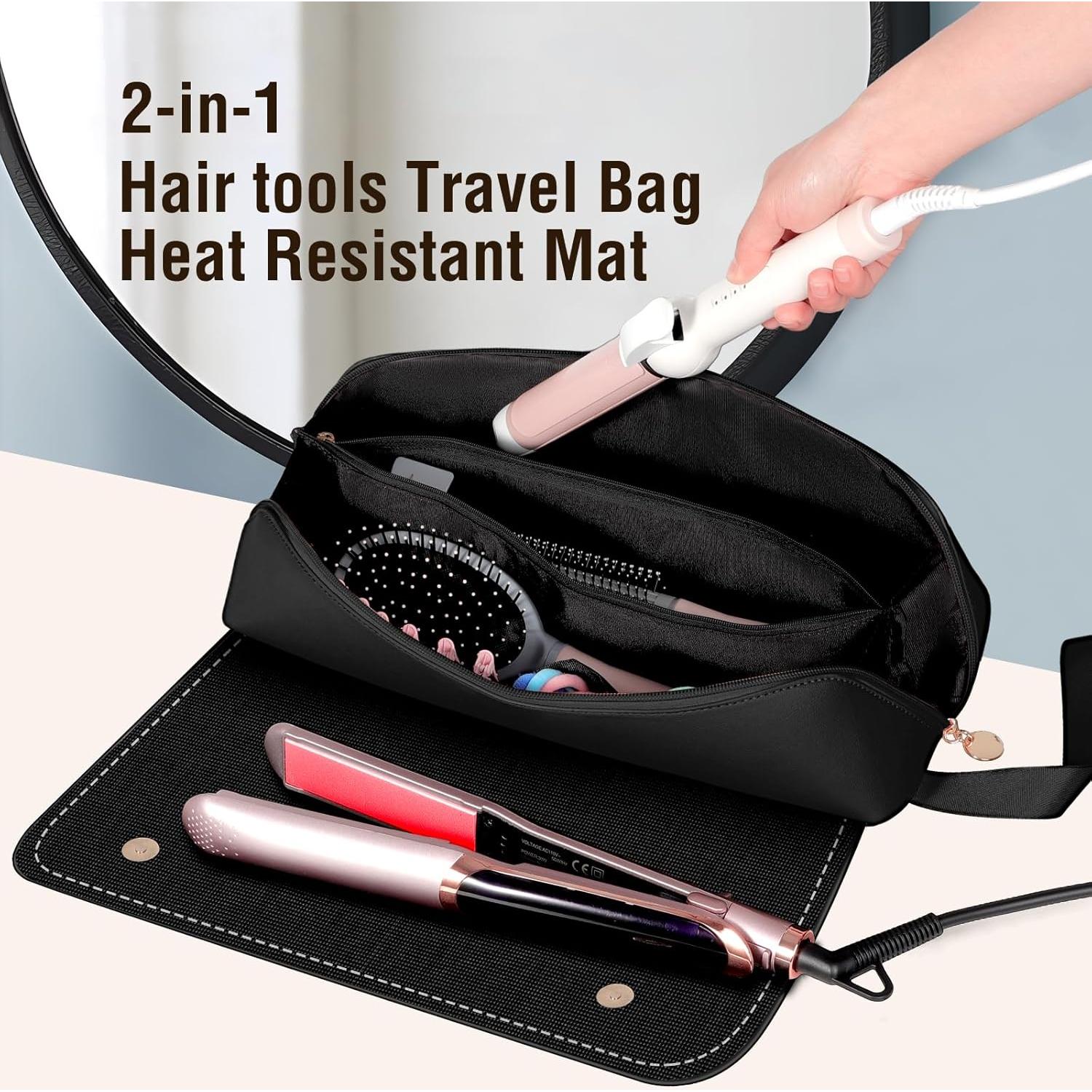Bolsa de Viaje SS para Herramientas de Cabello con Alfombrilla Calor Negro