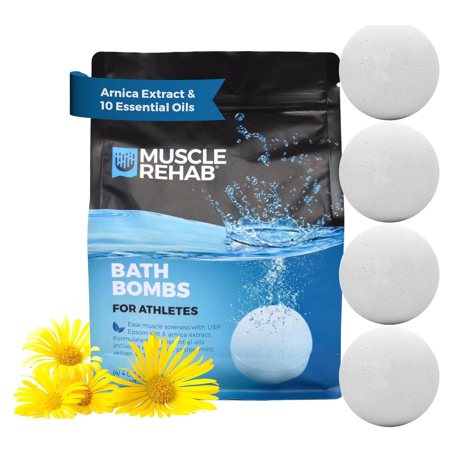 Bombas de Baño Muscle Rehab 4 Piezas con Arnica y Eucalipto