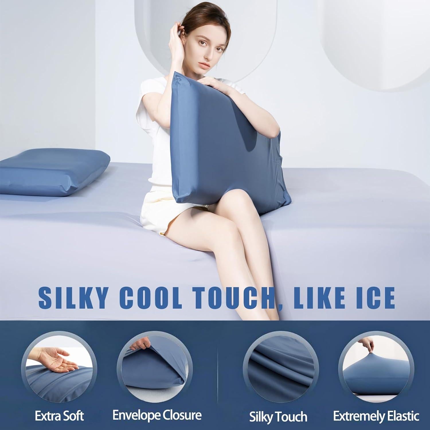 Funda de Almohada TELUS Cooling Estándar 2 Piezas 50.8x66 cm Azul