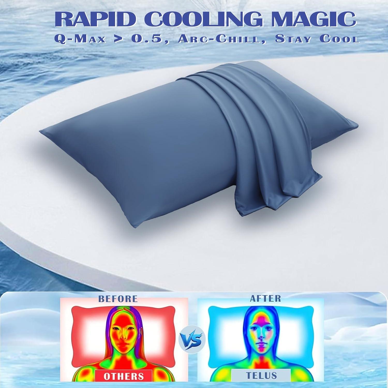 Funda de Almohada TELUS Cooling Estándar 2 Piezas 50.8x66 cm Azul
