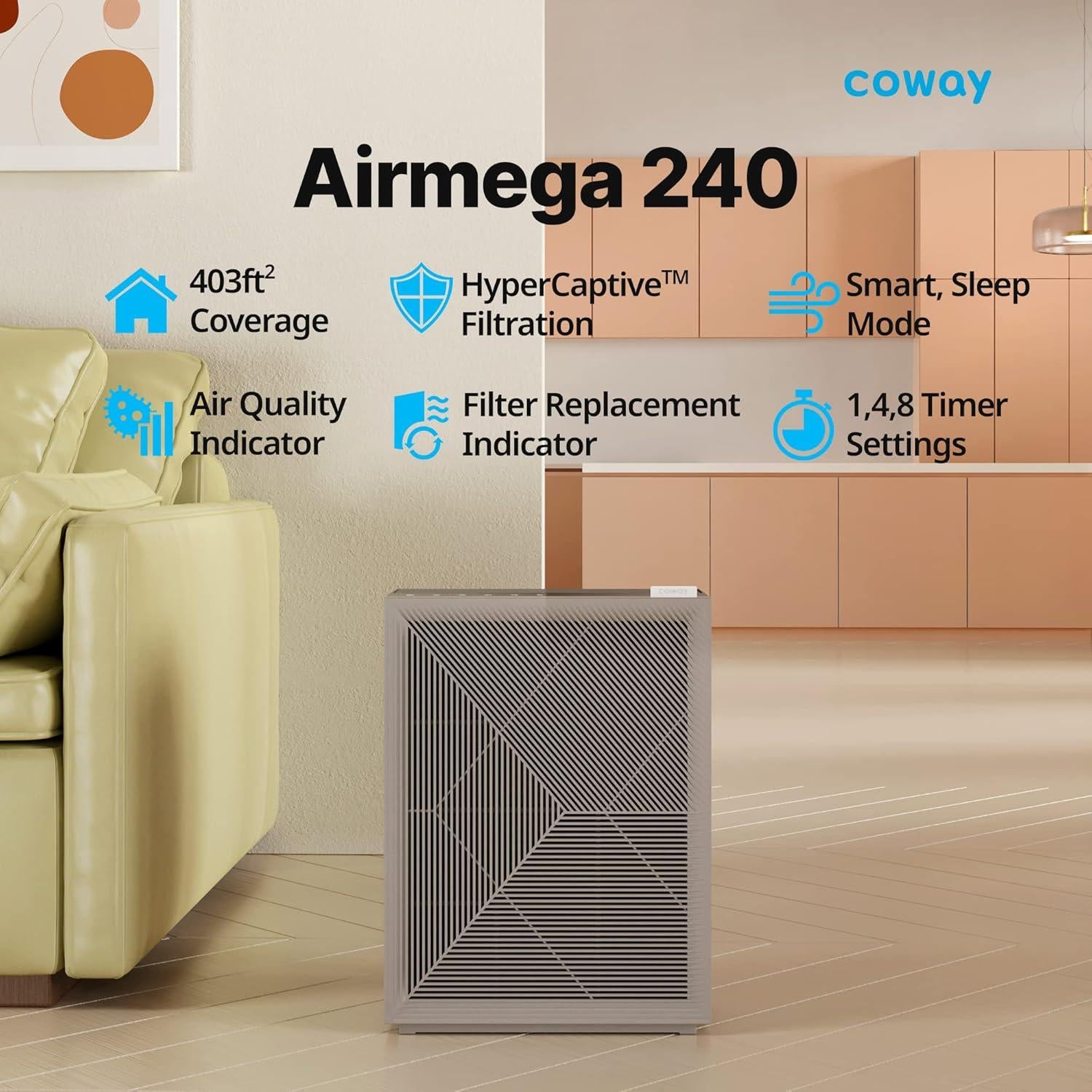 Purificador de aire Coway Airmega AP-1512HH y 240 HEPA 33.5m2