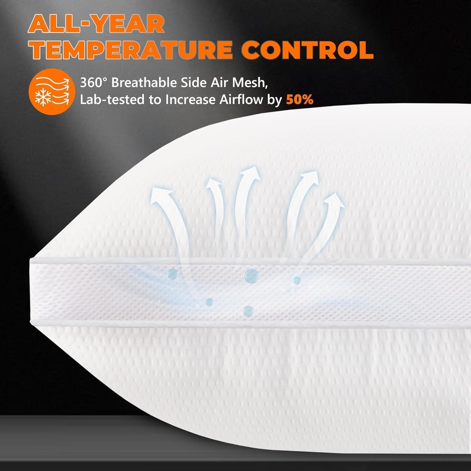 Cojines de Cama AIAEL con Bisel - Set de 2, Transpirables