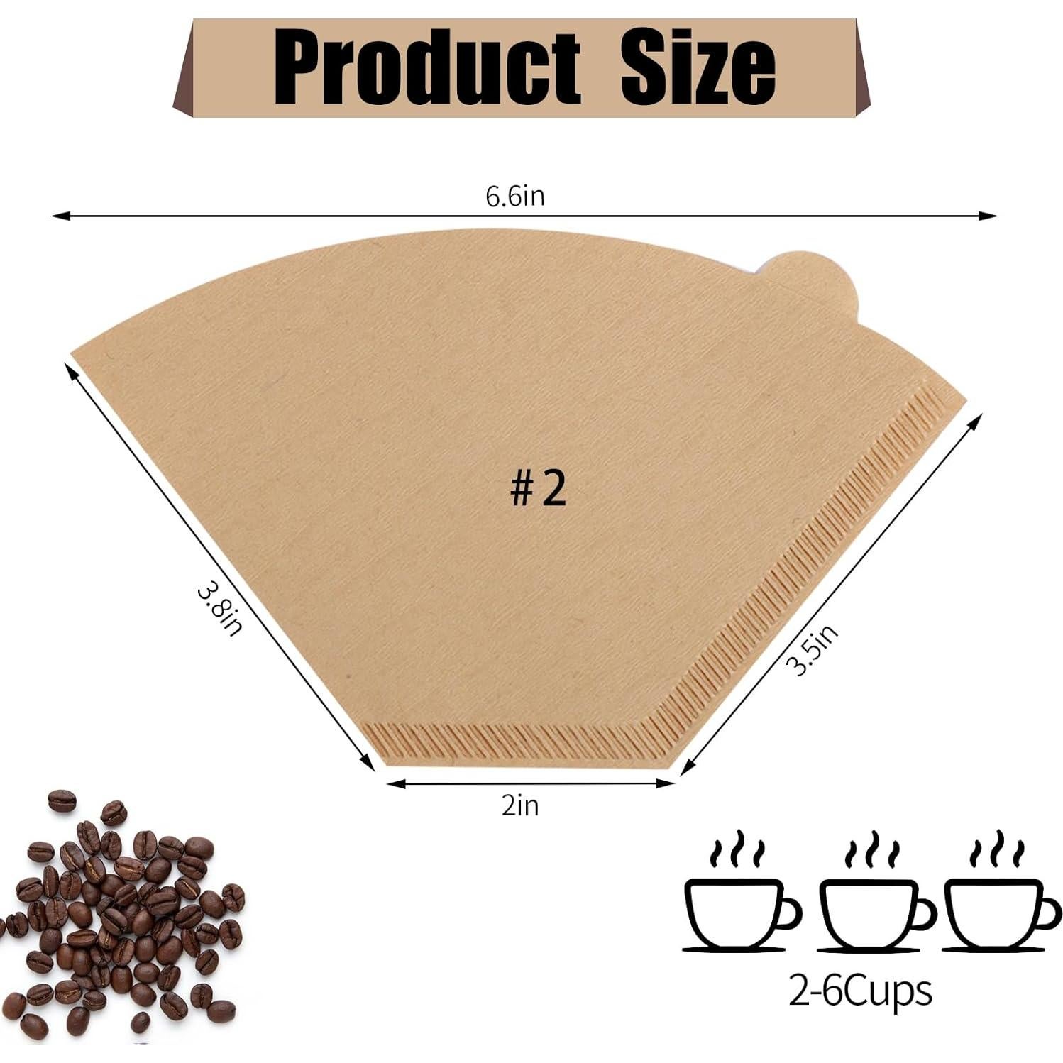 Filtros de café Prudiut #2, 100 unidades, papel natural para 4-6 tazas