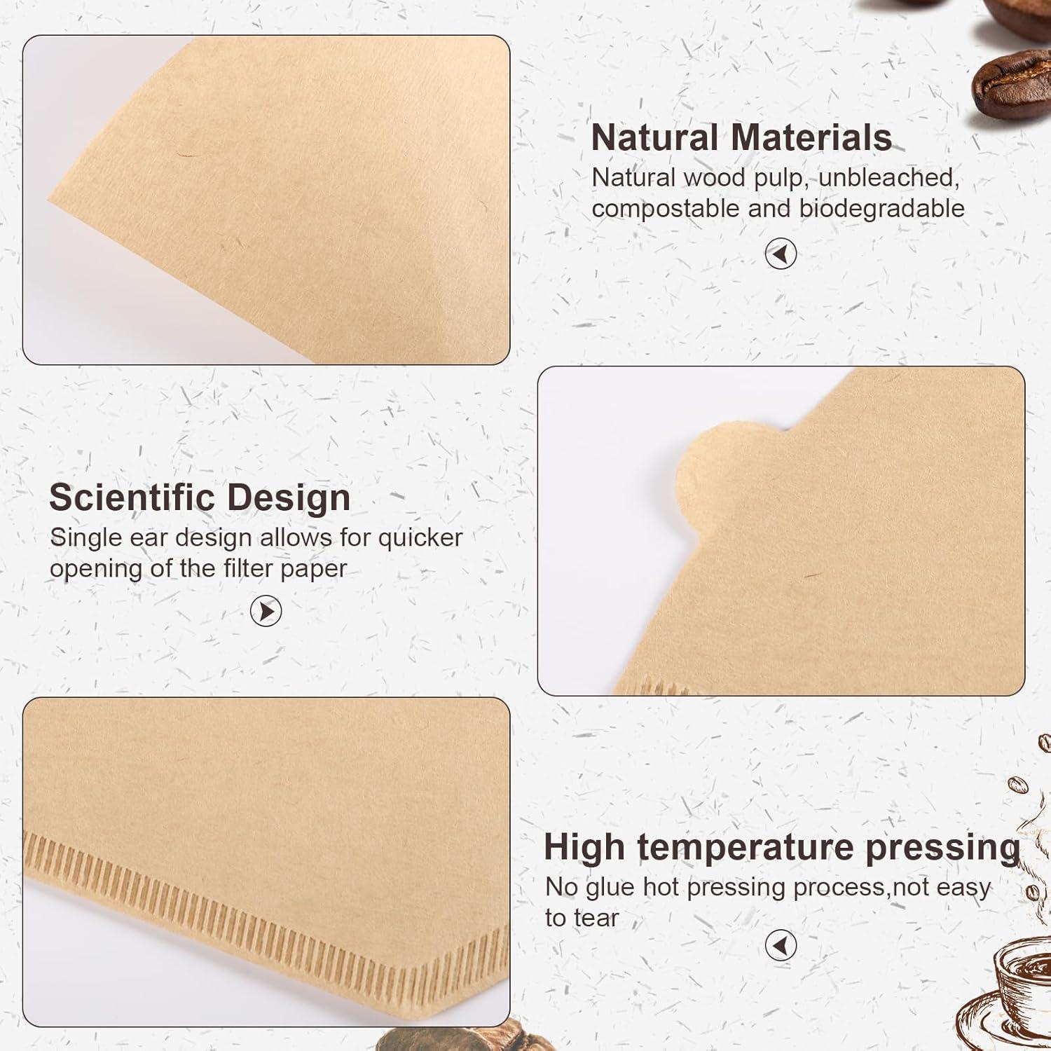 Filtros de café Prudiut #2, 100 unidades, papel natural para 4-6 tazas