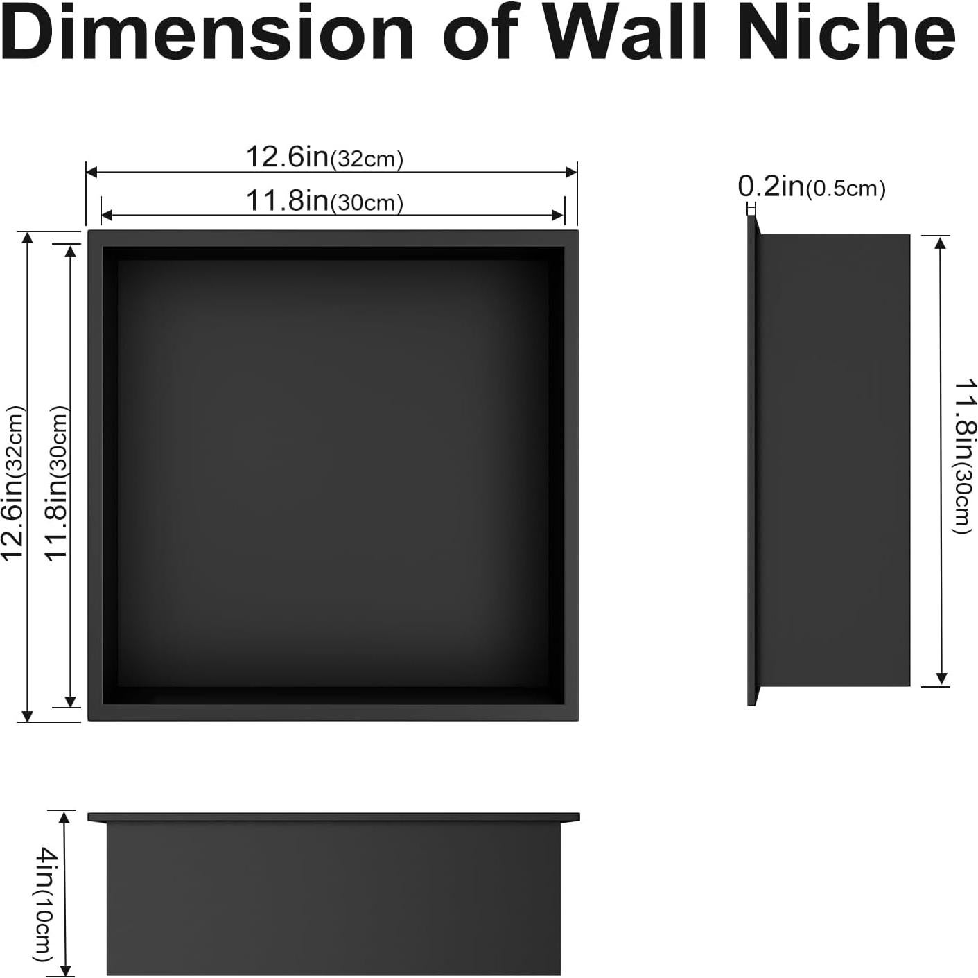 Nicho de Ducha Achelous Acero Inoxidable 30.48 cm Negro Mate