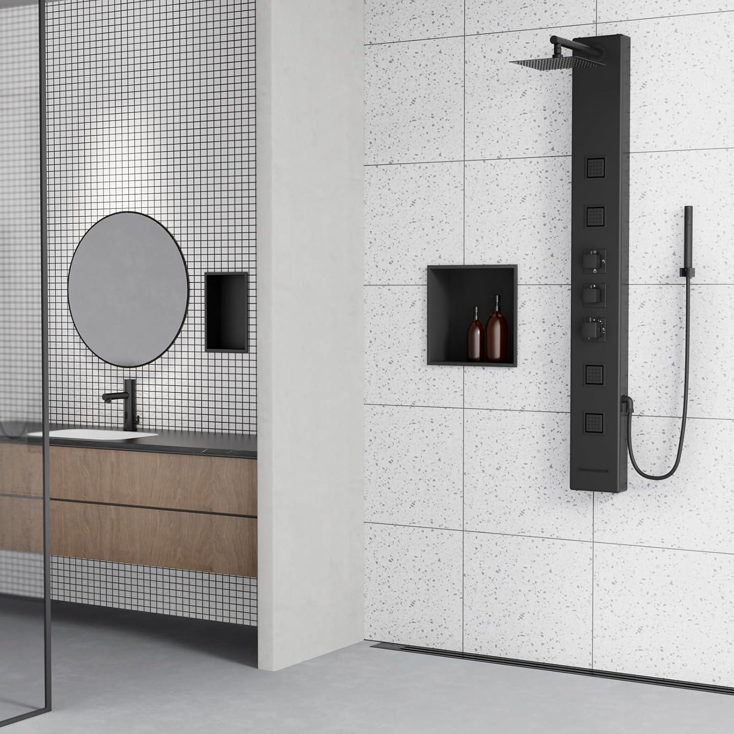 Nicho de Ducha Achelous Acero Inoxidable 30.48 cm Negro Mate