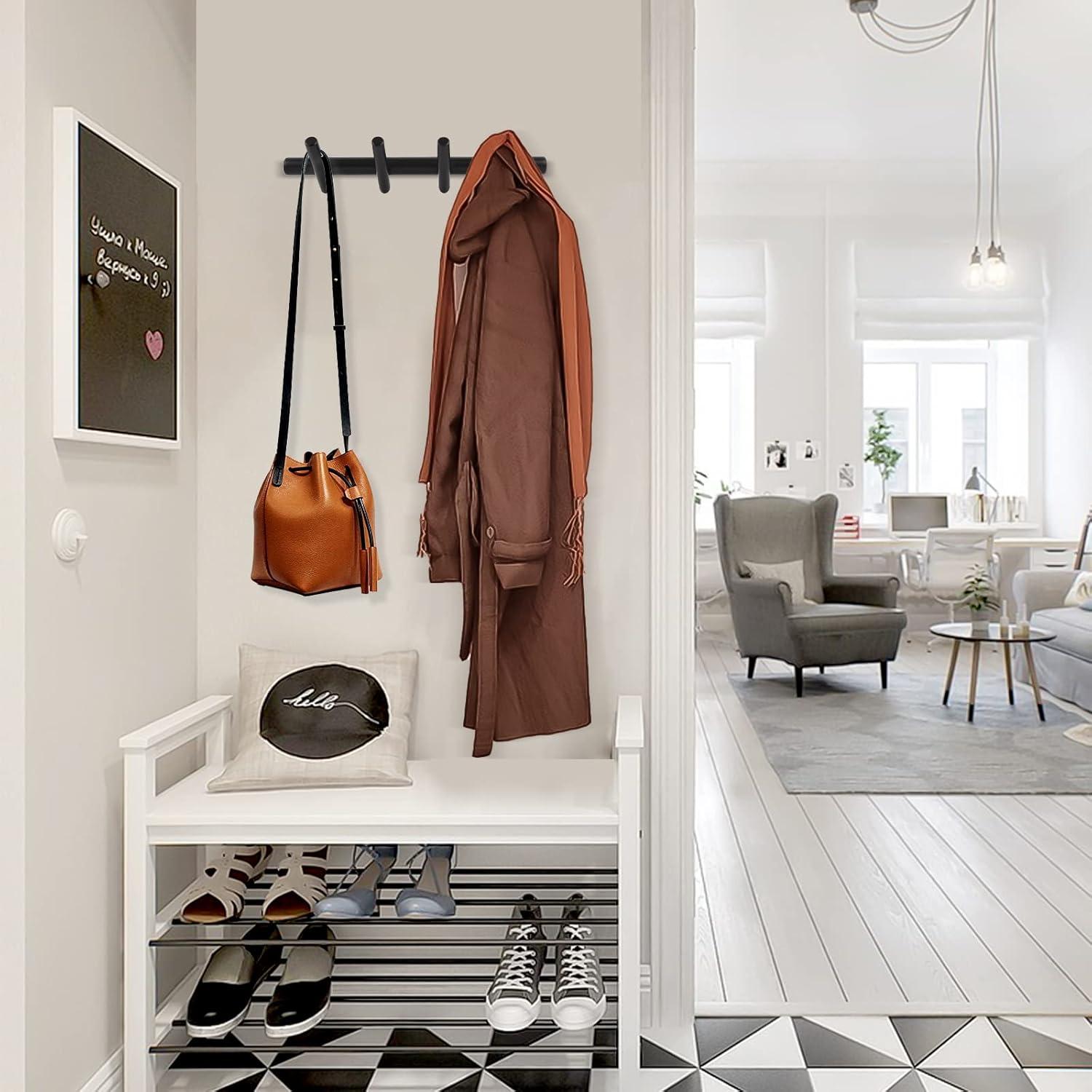 Perchero de Madera KYSMOTIC Negro 4 Ganchos Montado en Pared