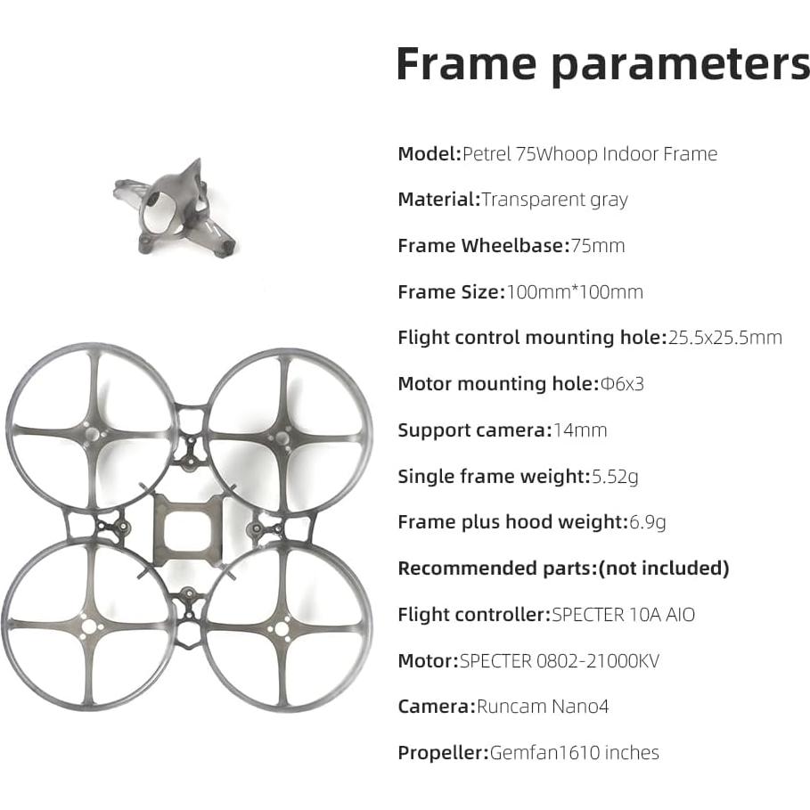HGLRC 75Whoop V2 with Hood Kit, Ultra-light Indoor Frame FPV Racing Drone