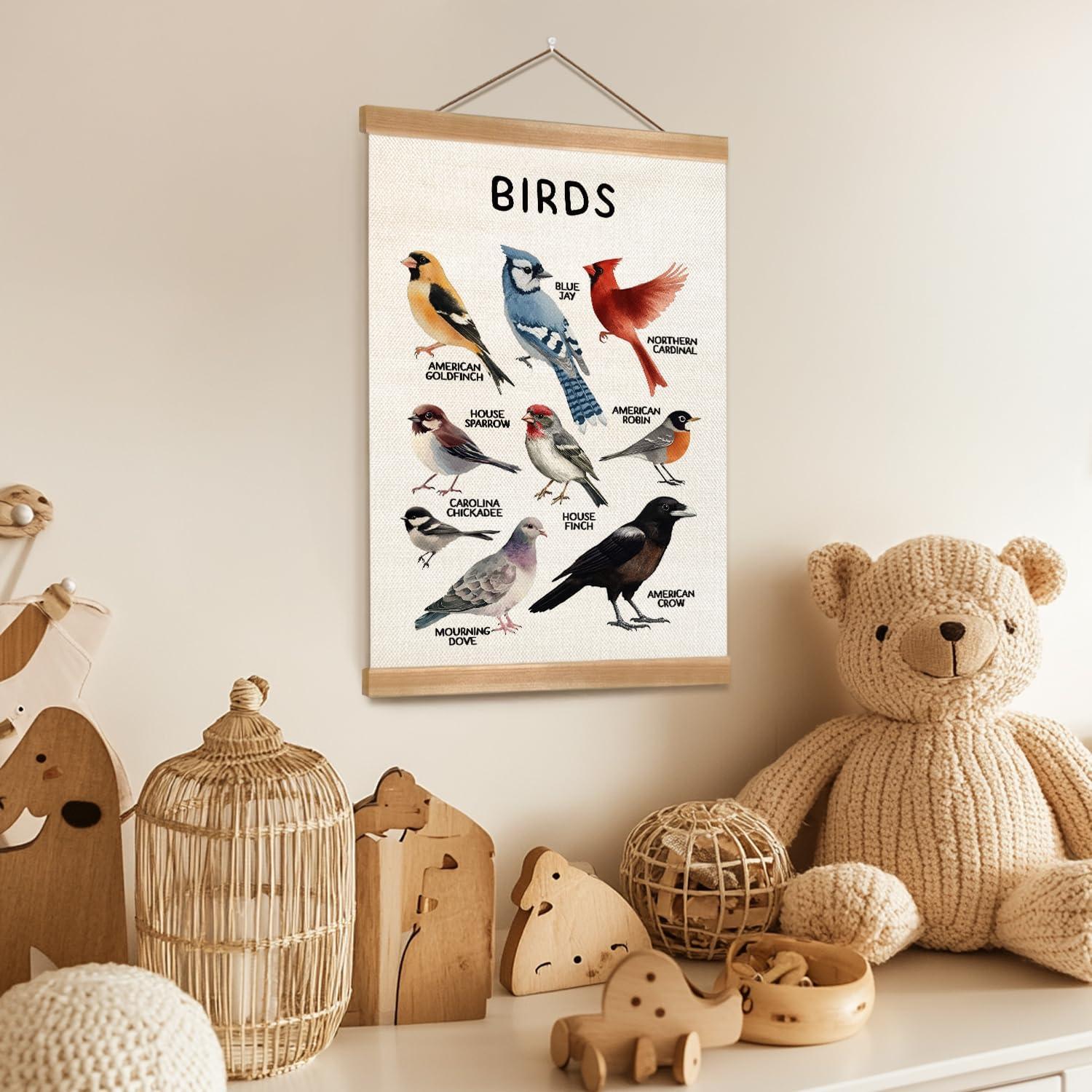 Póster Colgante de Aves ZTGDA en Lino con Marco de Madera 30x40cm