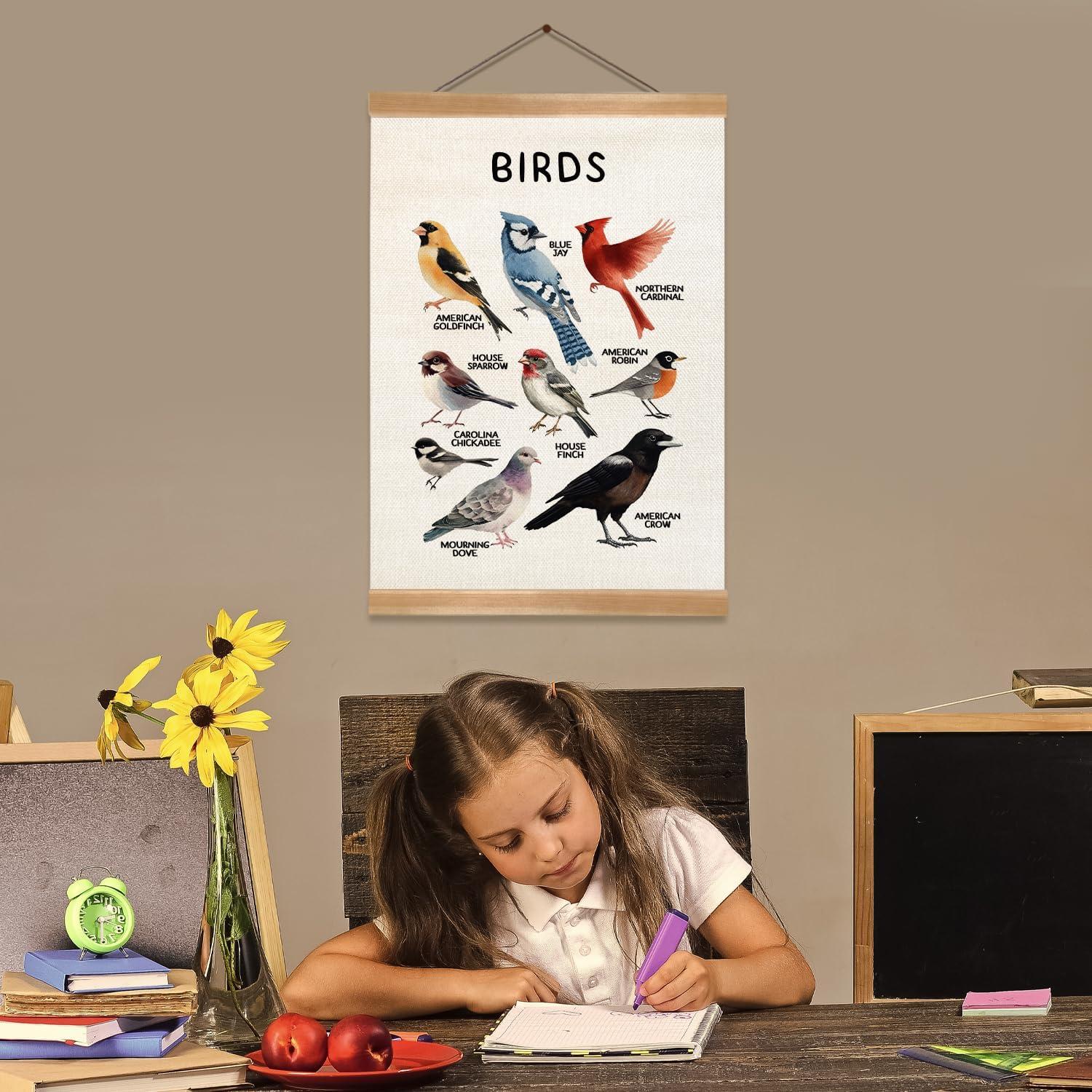 Póster Colgante de Aves ZTGDA en Lino con Marco de Madera 30x40cm