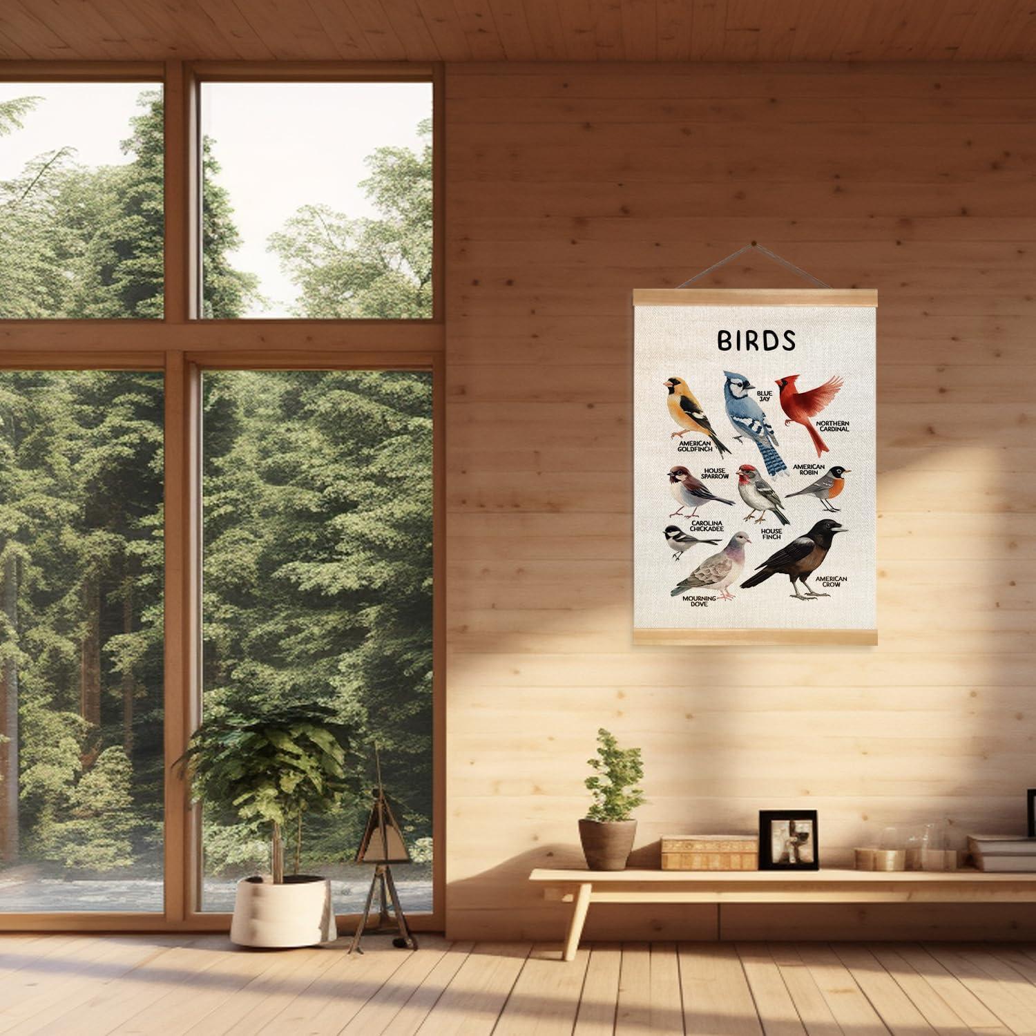 Póster Colgante de Aves ZTGDA en Lino con Marco de Madera 30x40cm