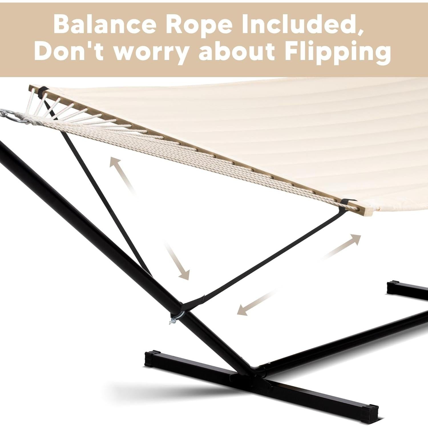 Hamaca Doble SUNCREAT Extra Grande con Soporte 3.66 m Beige